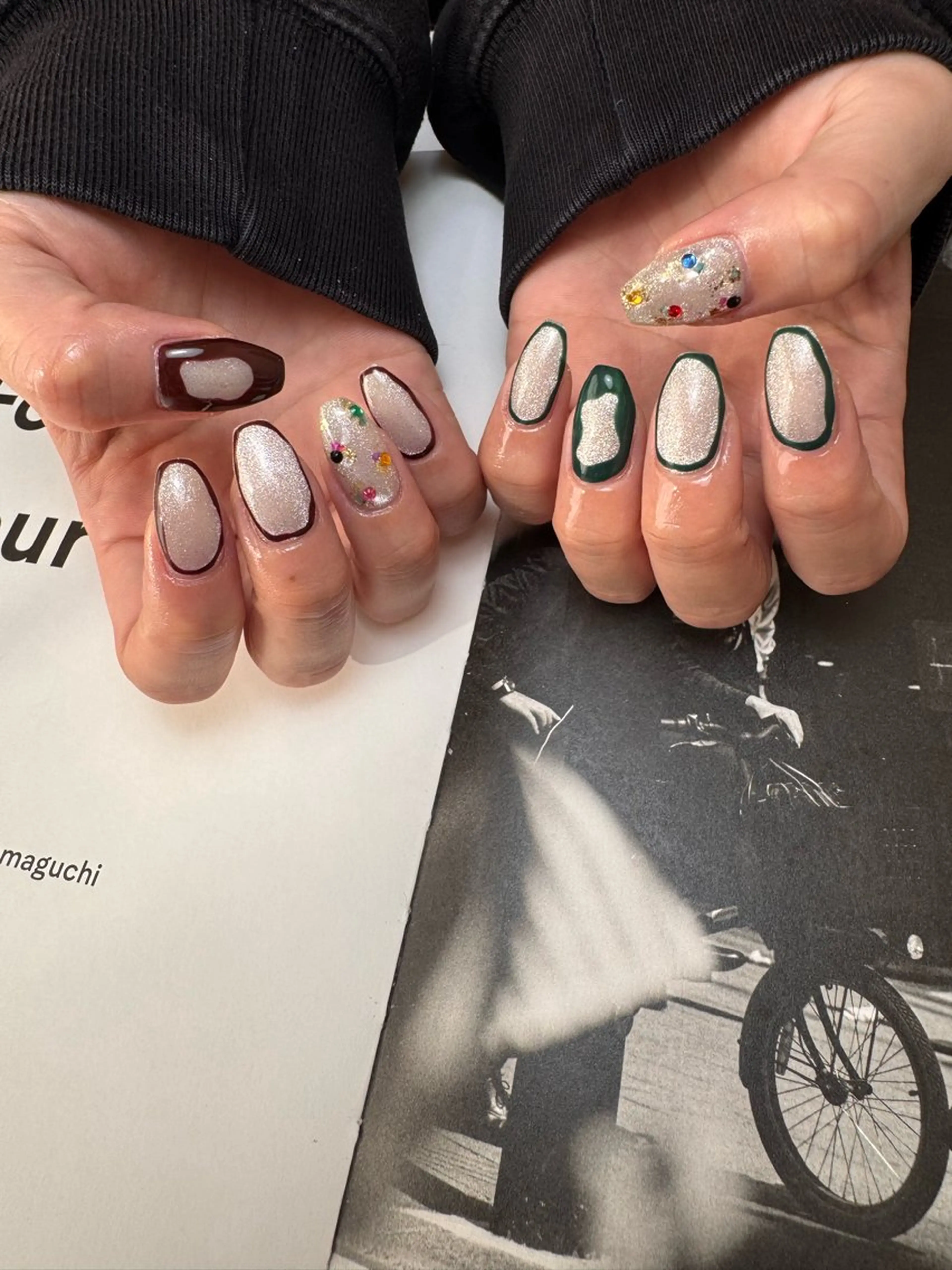 ネイル マグネットネイル 冬ネイル クリスマス ハンドネイル 白日-hakubi nail-のネイルデザイン