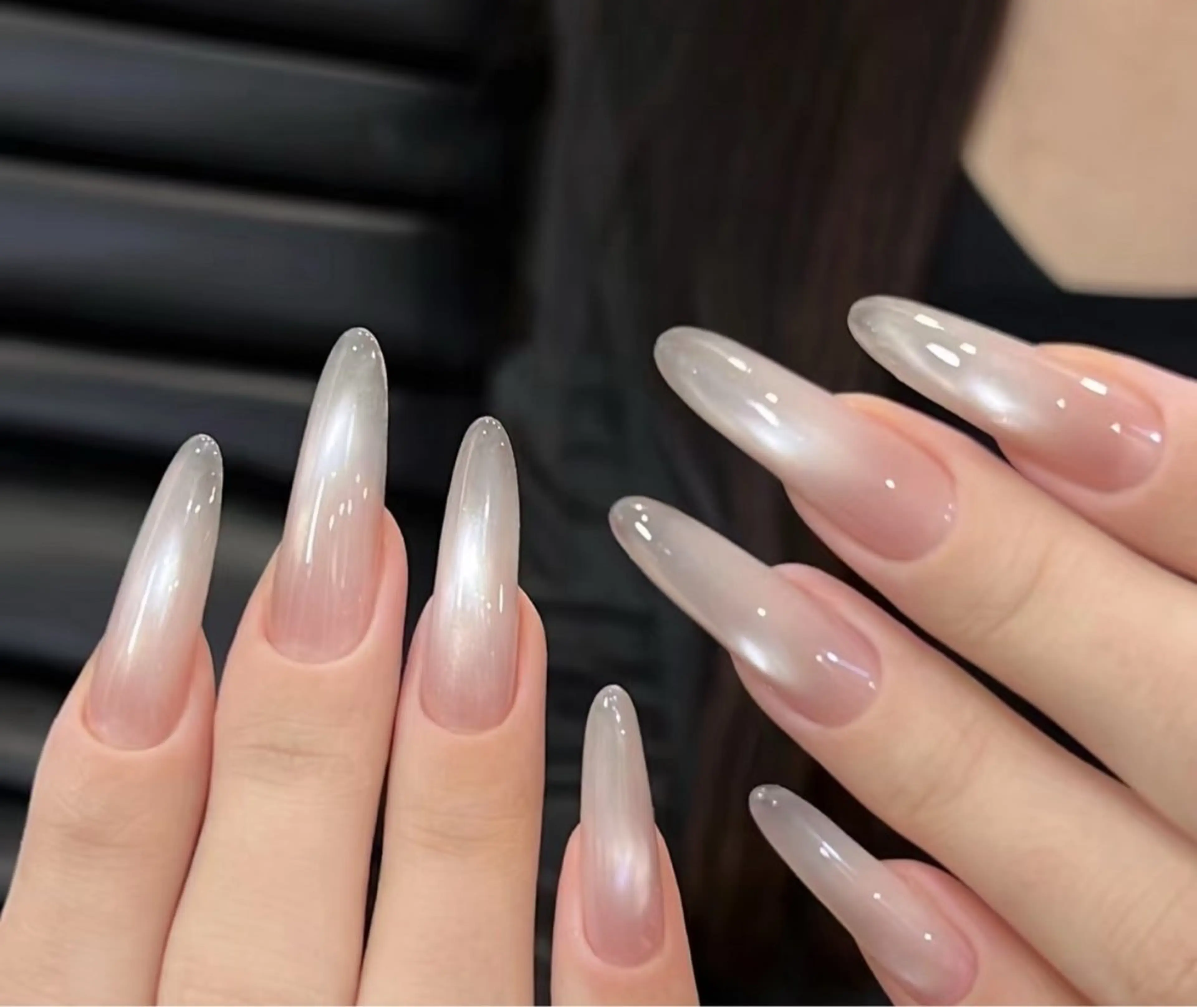 ネイル アートネイル オーロラネイル チークネイル フレンチネイル ガラスフレンチ ハンドネイル 🎀🎀YooLi Nail Salonのネイルデザイン