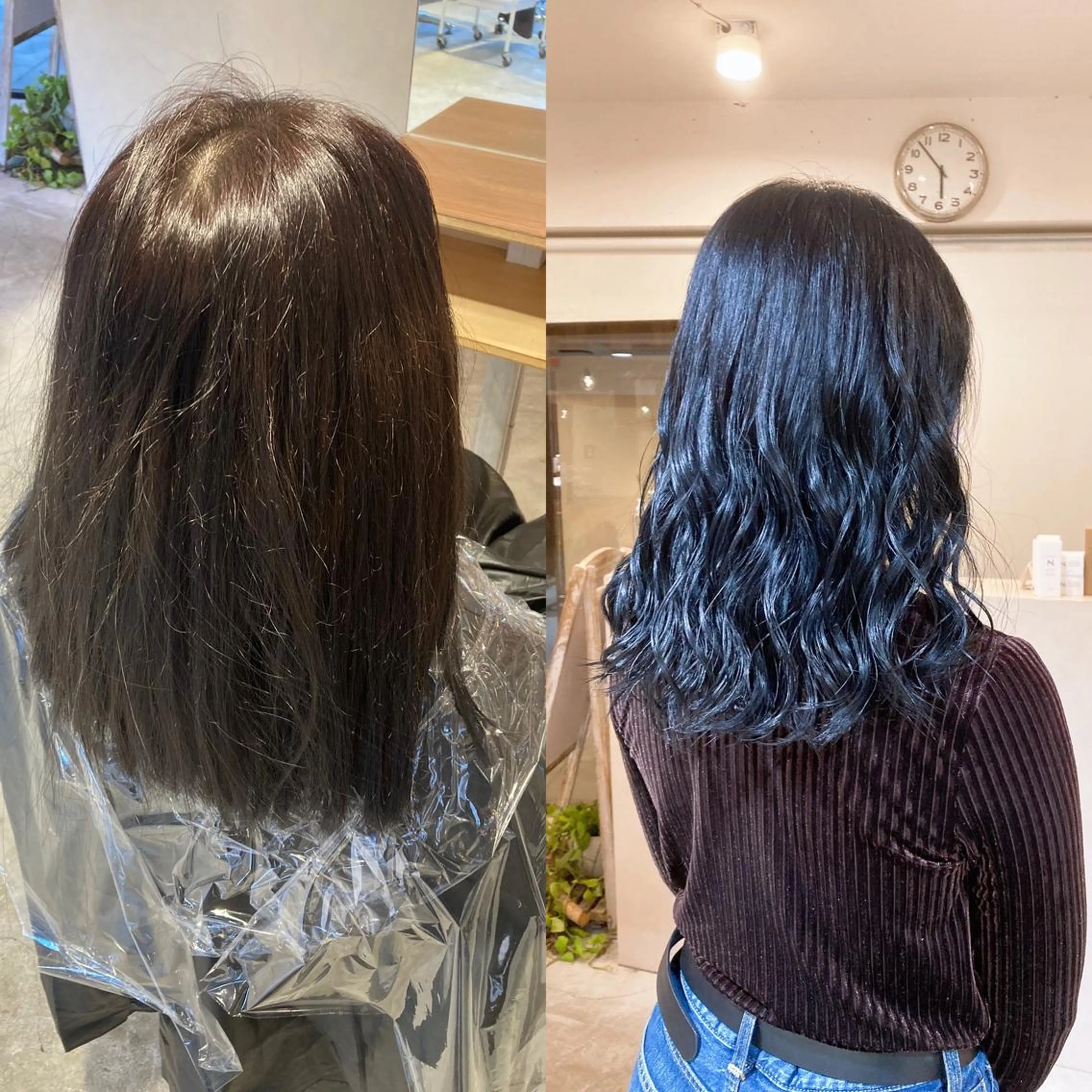 カラー 黒髪 ブルーカラー ブルーブラック ネイビーカラー 💗モテ髪 ハイトーンあや💗のヘアスタイル