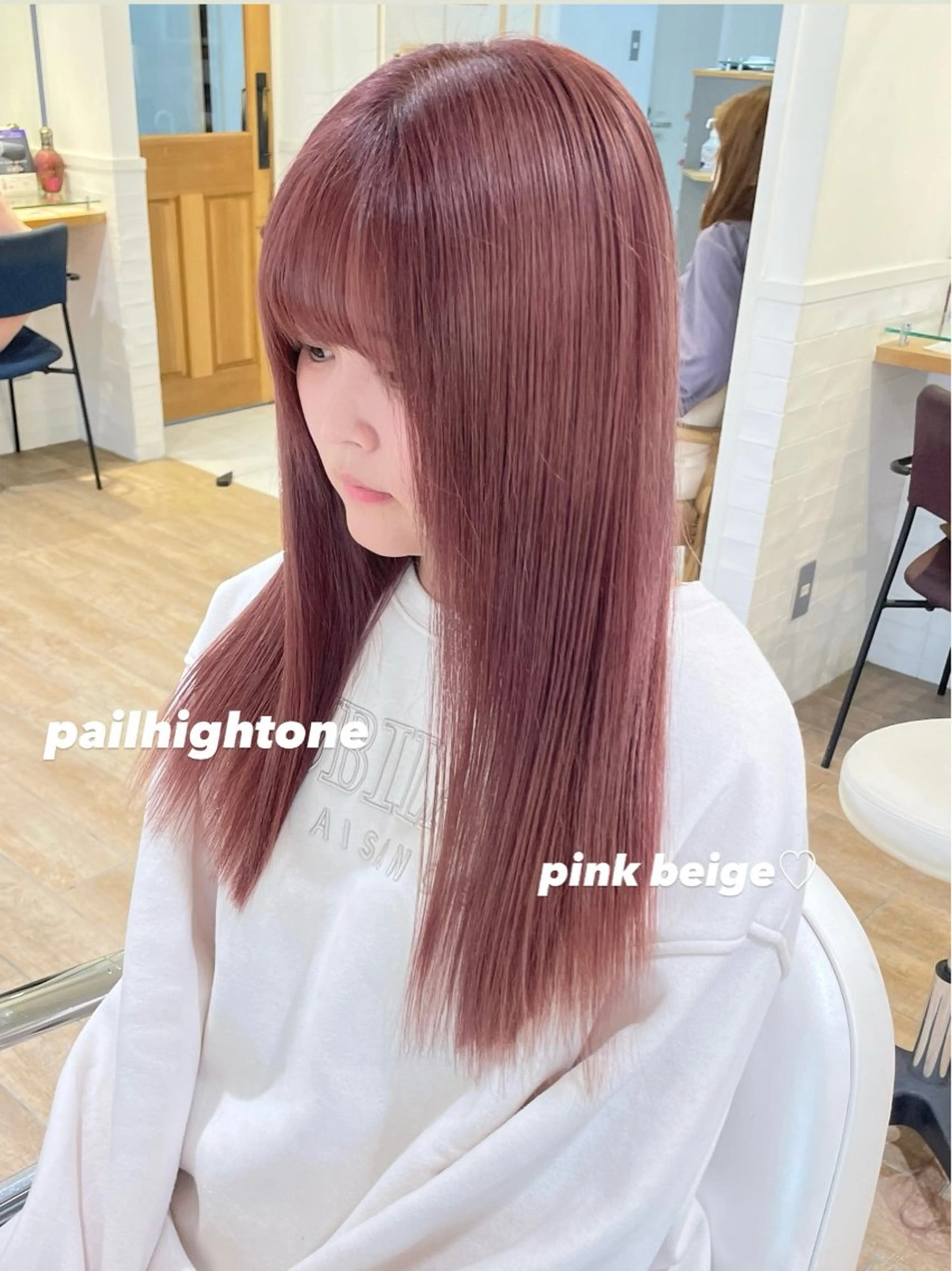 セミロング カラー ヘアアレンジ ヘアカラー トリートメント ハイトーンピンク🍑 ブリーチ🍑RINAのヘアスタイル