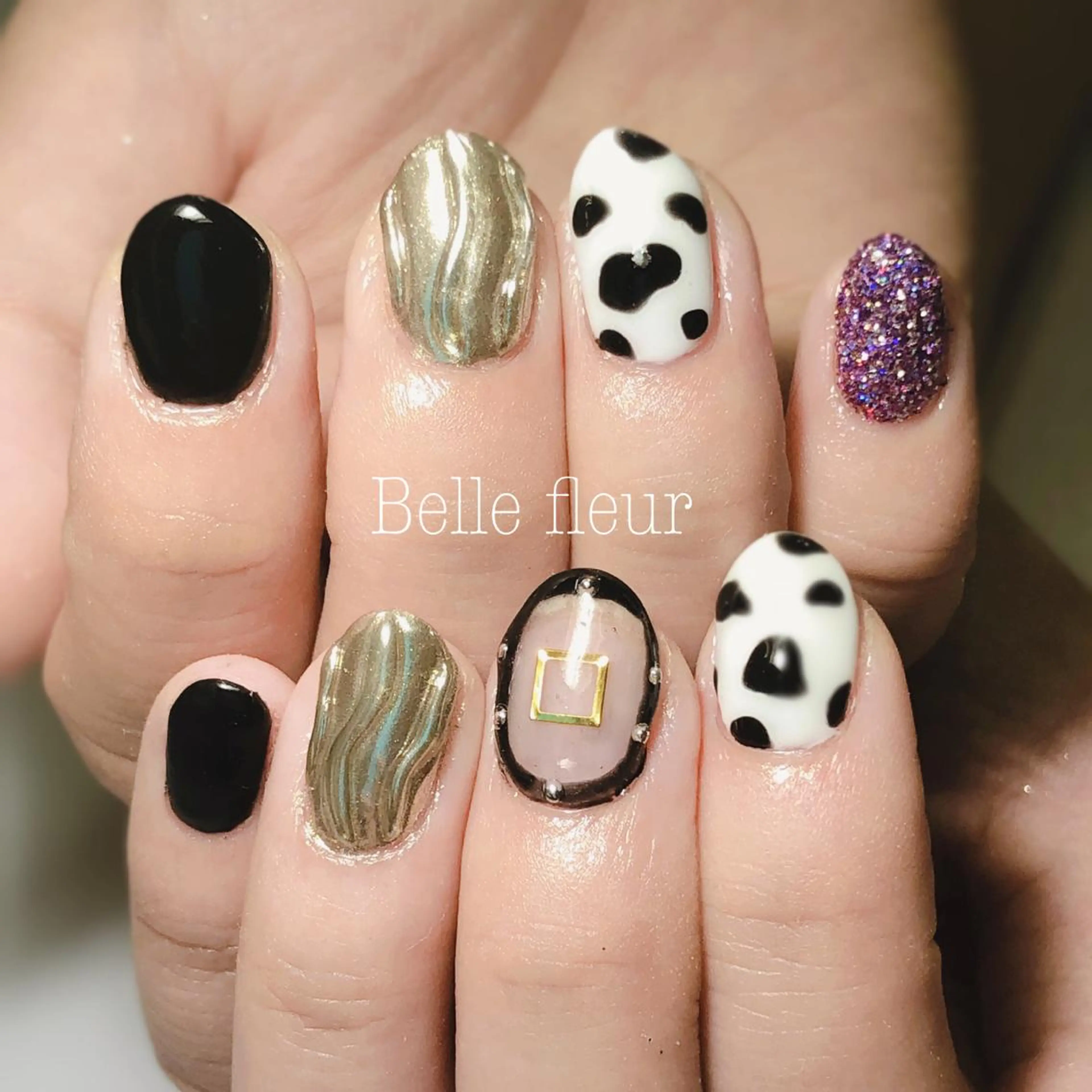 ミディアム ネイル Belle fleurのネイルデザイン