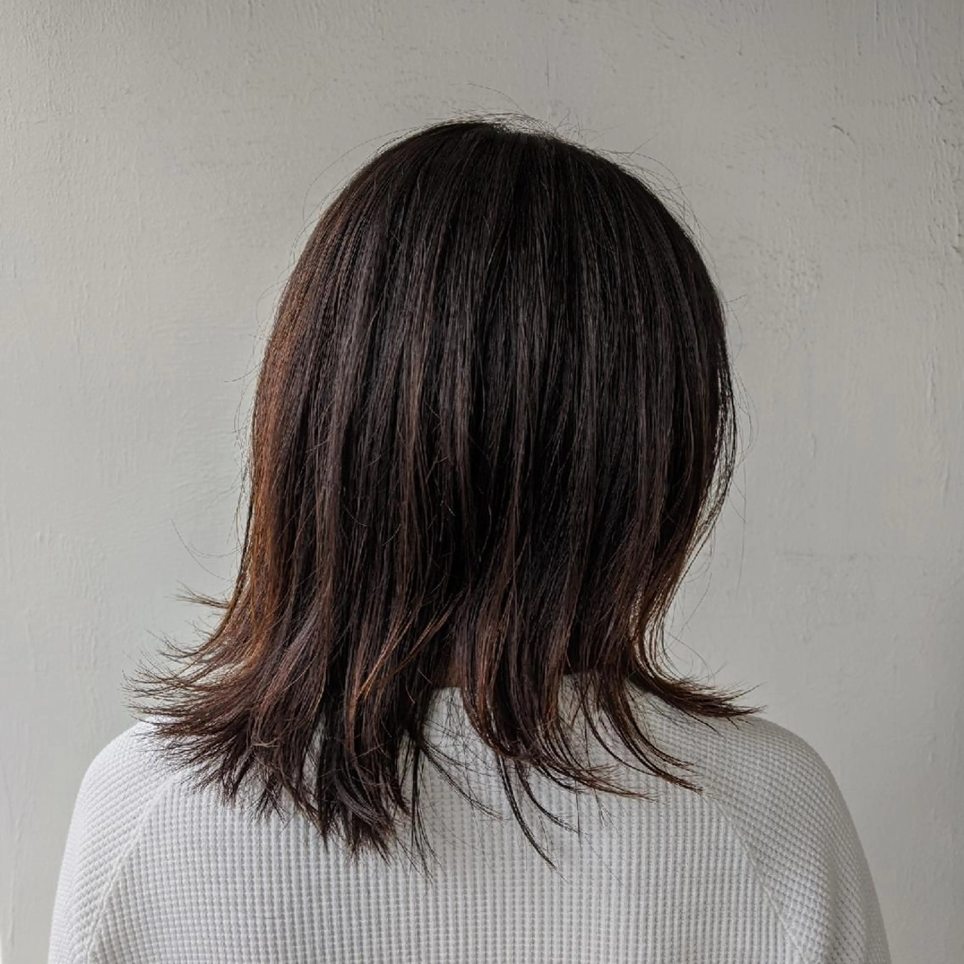 ミディアム ボブレイヤー ボブ レイヤーカット 浜田りほ Luxbe 博多駅直結のヘアスタイル