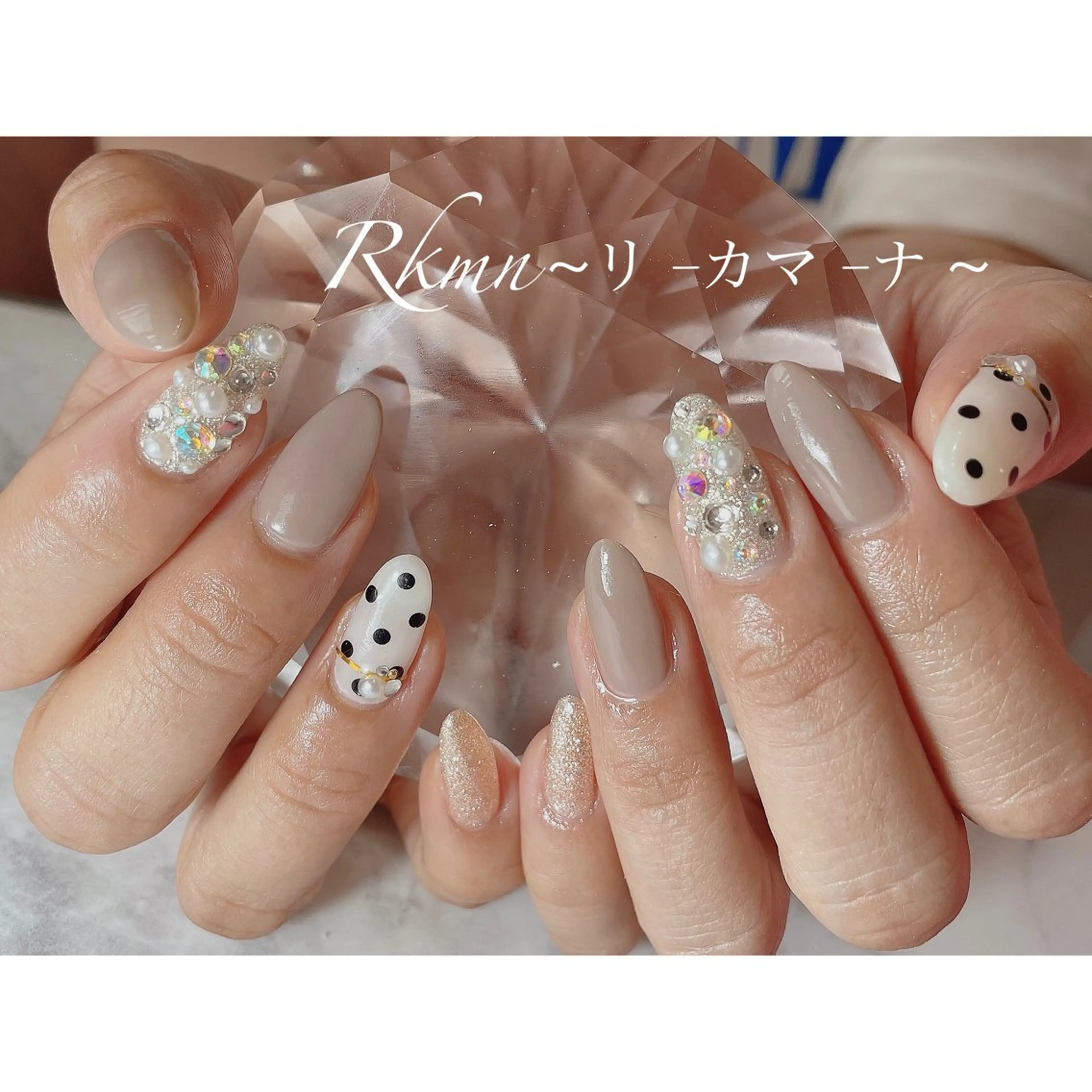 ネイル アートネイル ドット キラキラネイル ラメ(グリッター) 春ネイル ハンドネイル フットネイル ハンドケア Rkmn ~リ-カマ-ナ~のネイルデザイン
