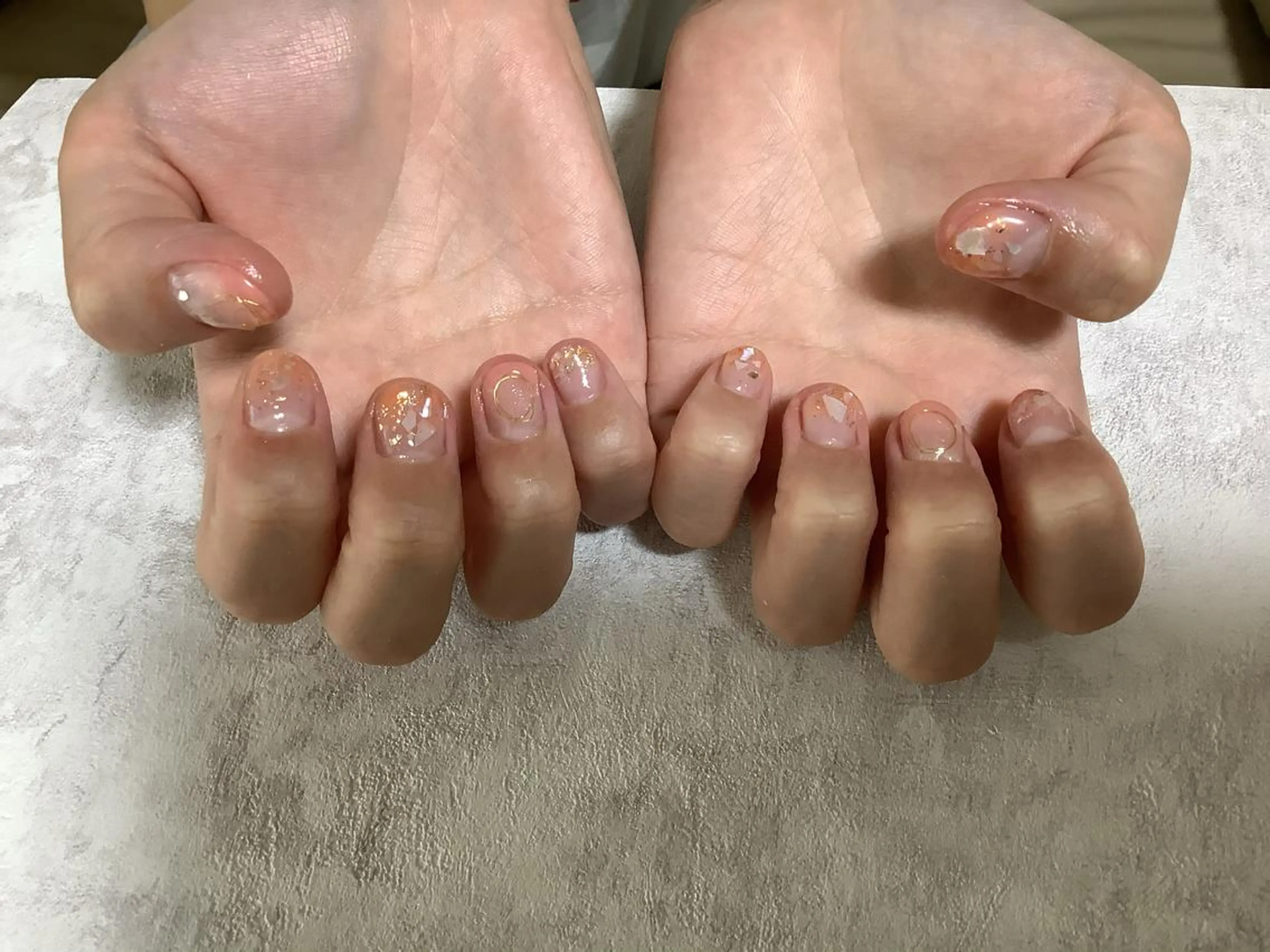 ネイル キラキラネイル オレンジ Three Tree Beauty Salon所属・three treeのネイルデザイン