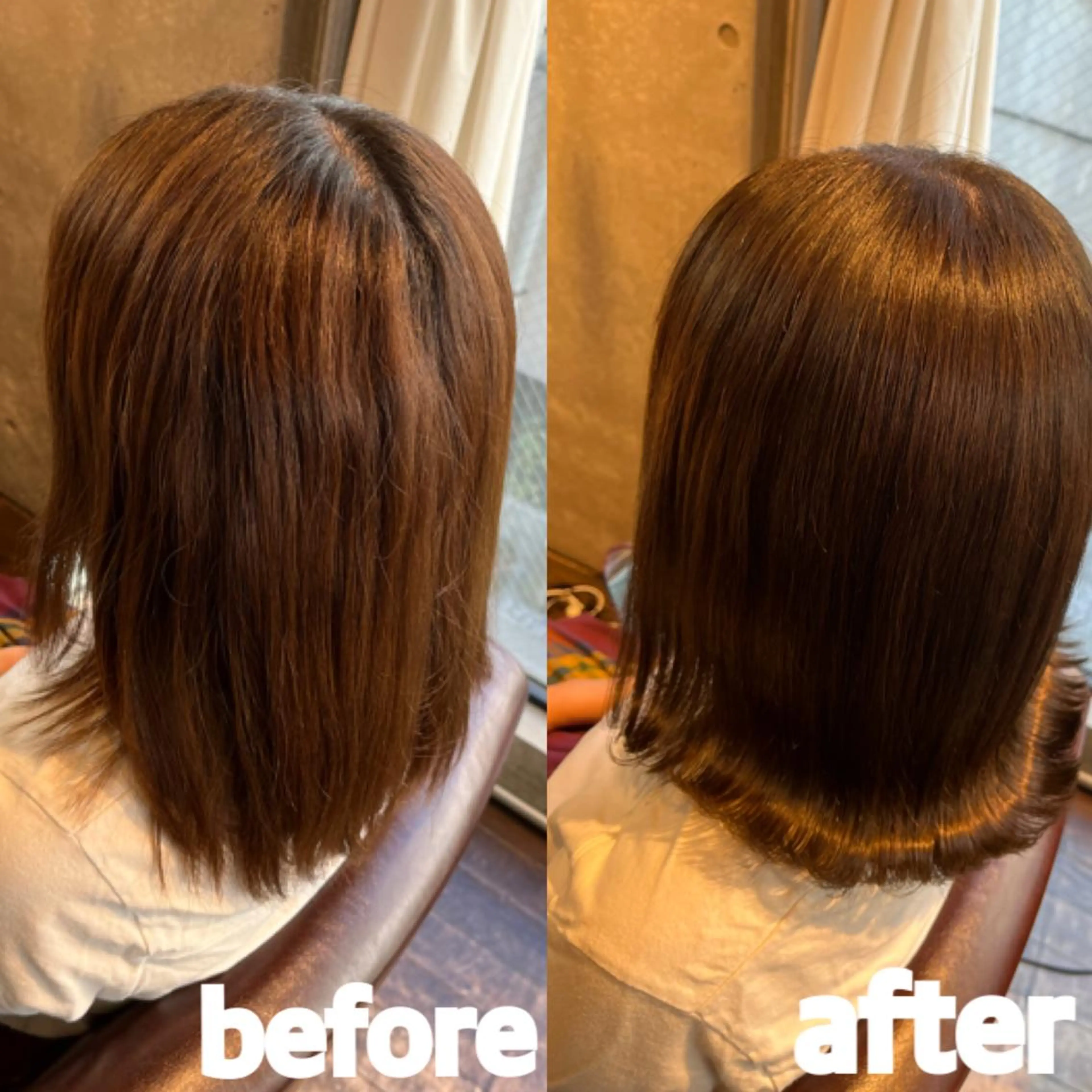 セミロング ヘアカラー 縮毛矯正 トリートメント ⭐️圧倒的艶髪⭐️ Neo⭐️のヘアスタイル