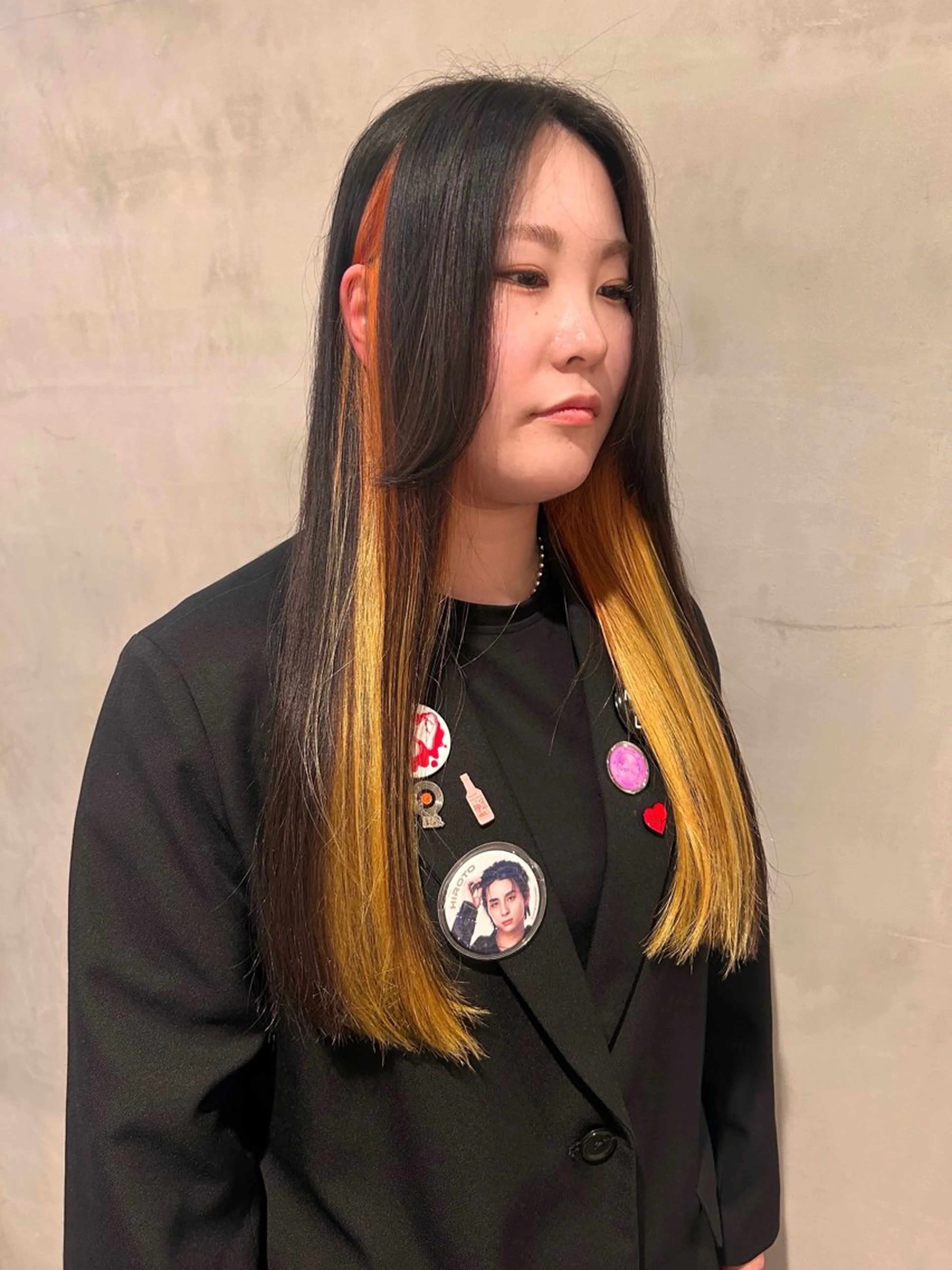 ロング カラー オレンジ イエローカラー ヘアカラー トリートメント 暖色🍒姫カット🎀 オタク特化🎀ゆうなのヘアスタイル