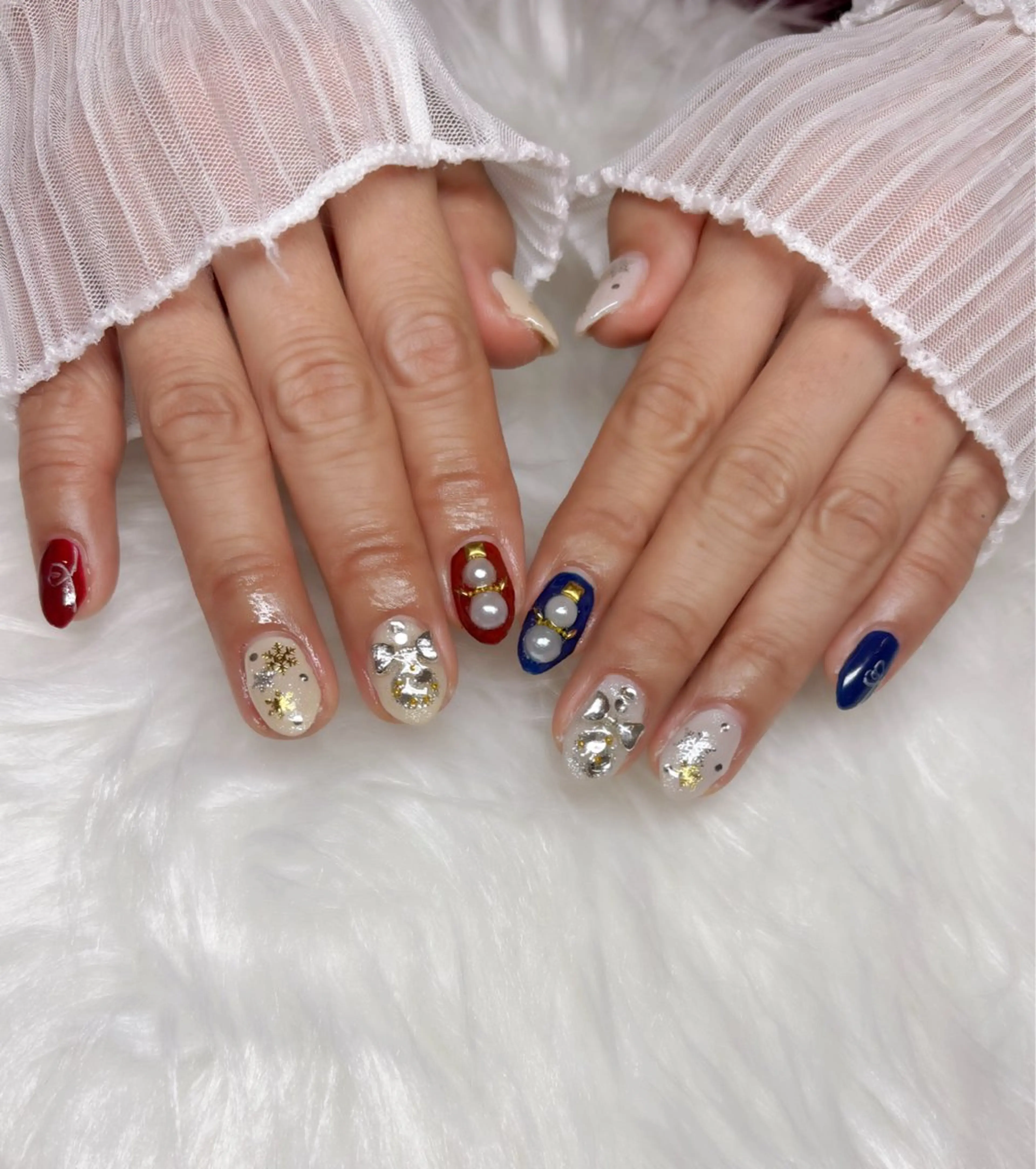 ネイル 冬ネイル クリスマス ハンドネイル Nail Salon macherieのネイルデザイン