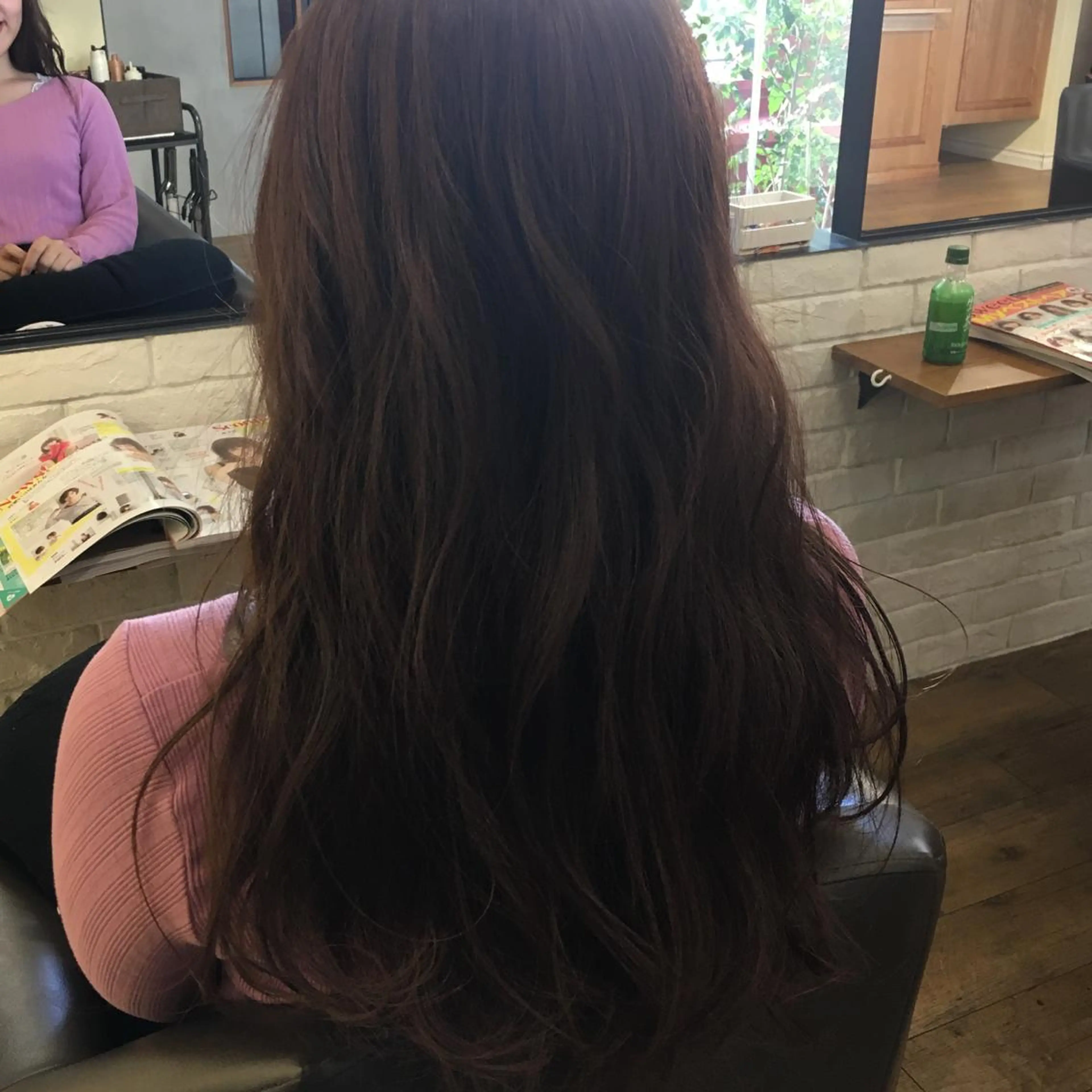 ロング カラー ブラウンカラー ピンクカラー ピンクブラウン 上川 美幸のヘアスタイル