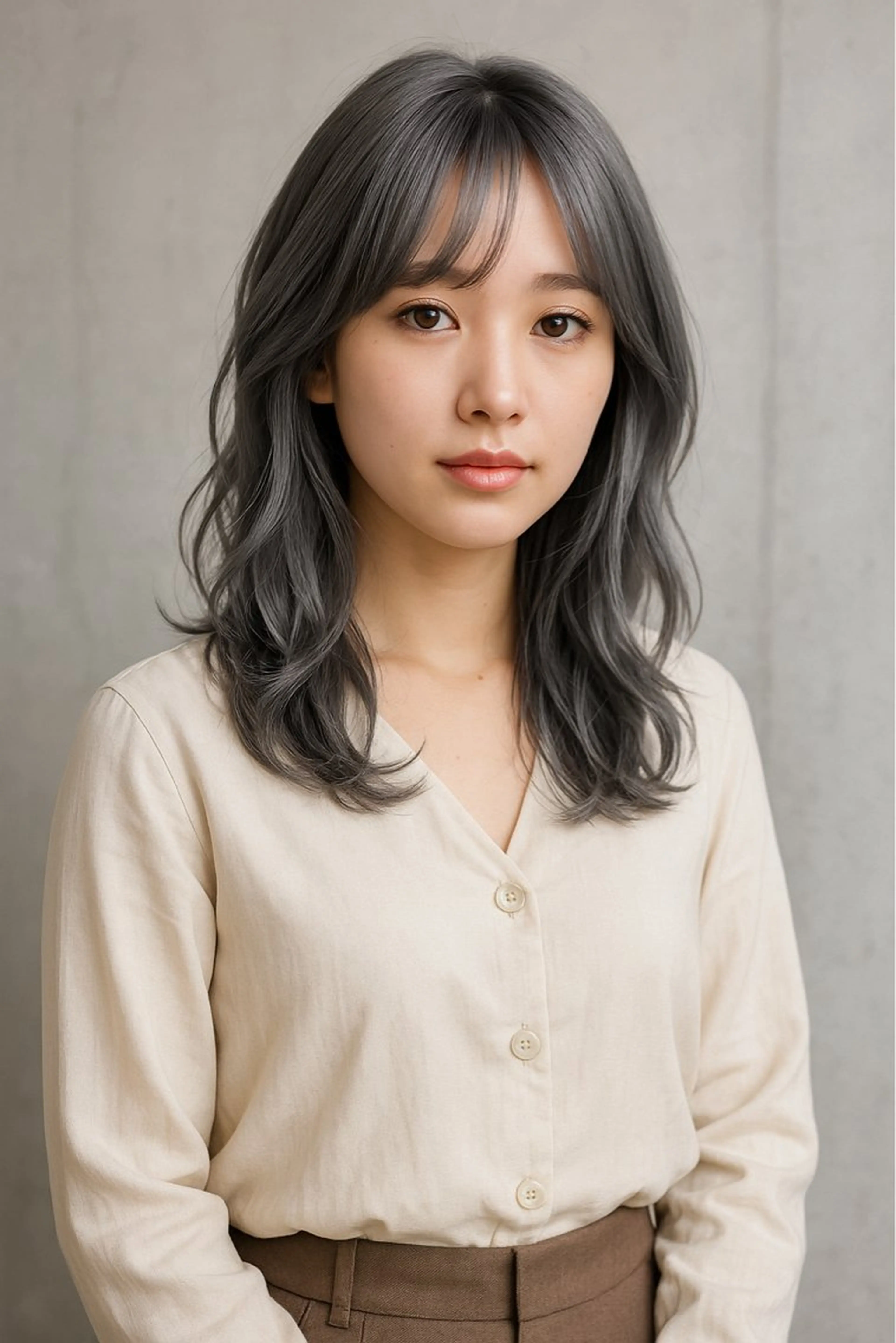 セミロング カラー 透明感カラー グレージュ シアーグレージュ ヘアカラー 増子 祐太朗のヘアスタイル