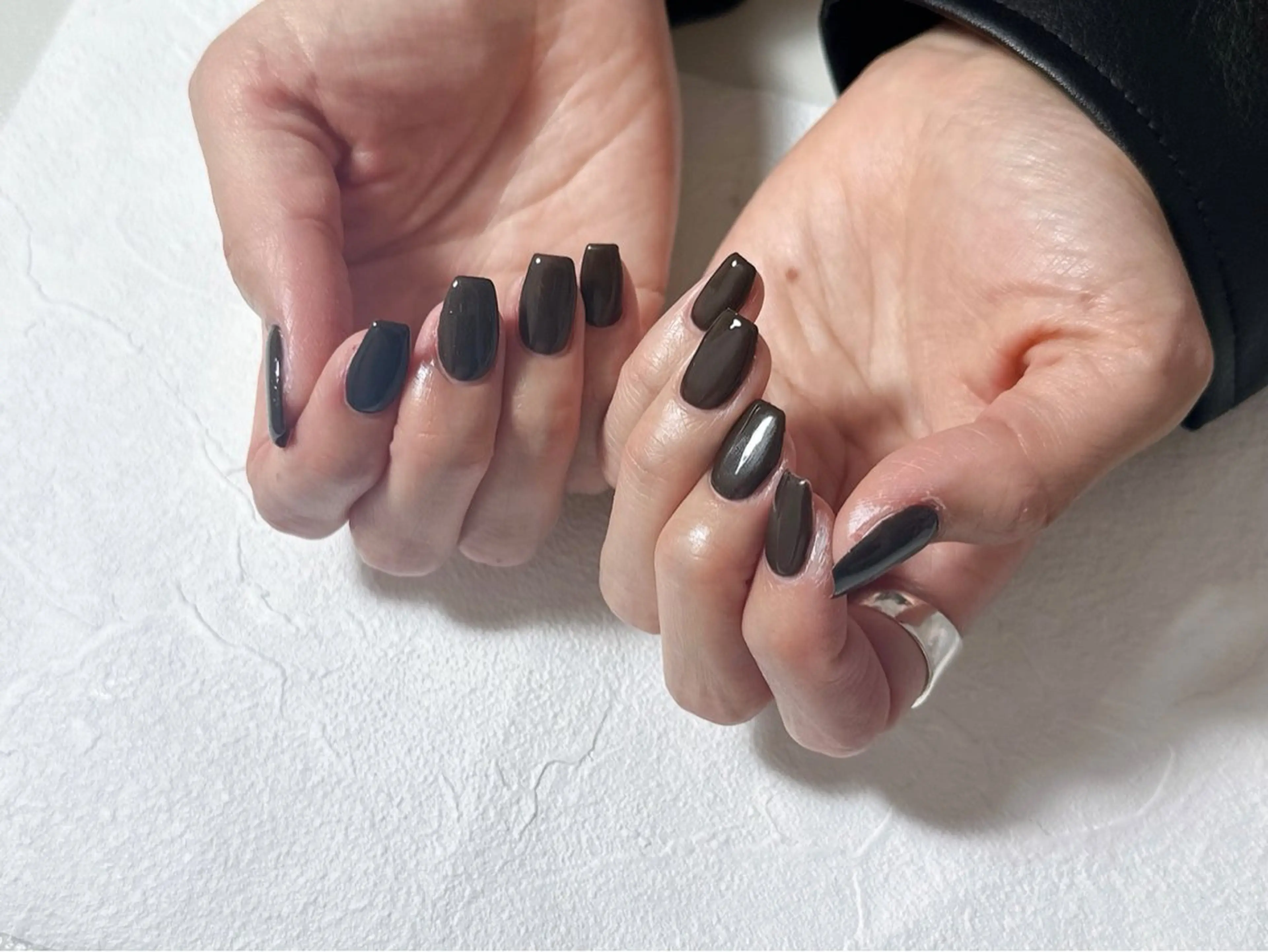 ネイル オーロラネイル ブラウン フットネイル フレンチネイル ジェルネイル ハンドネイル Mogu nail 二子玉川のネイルデザイン