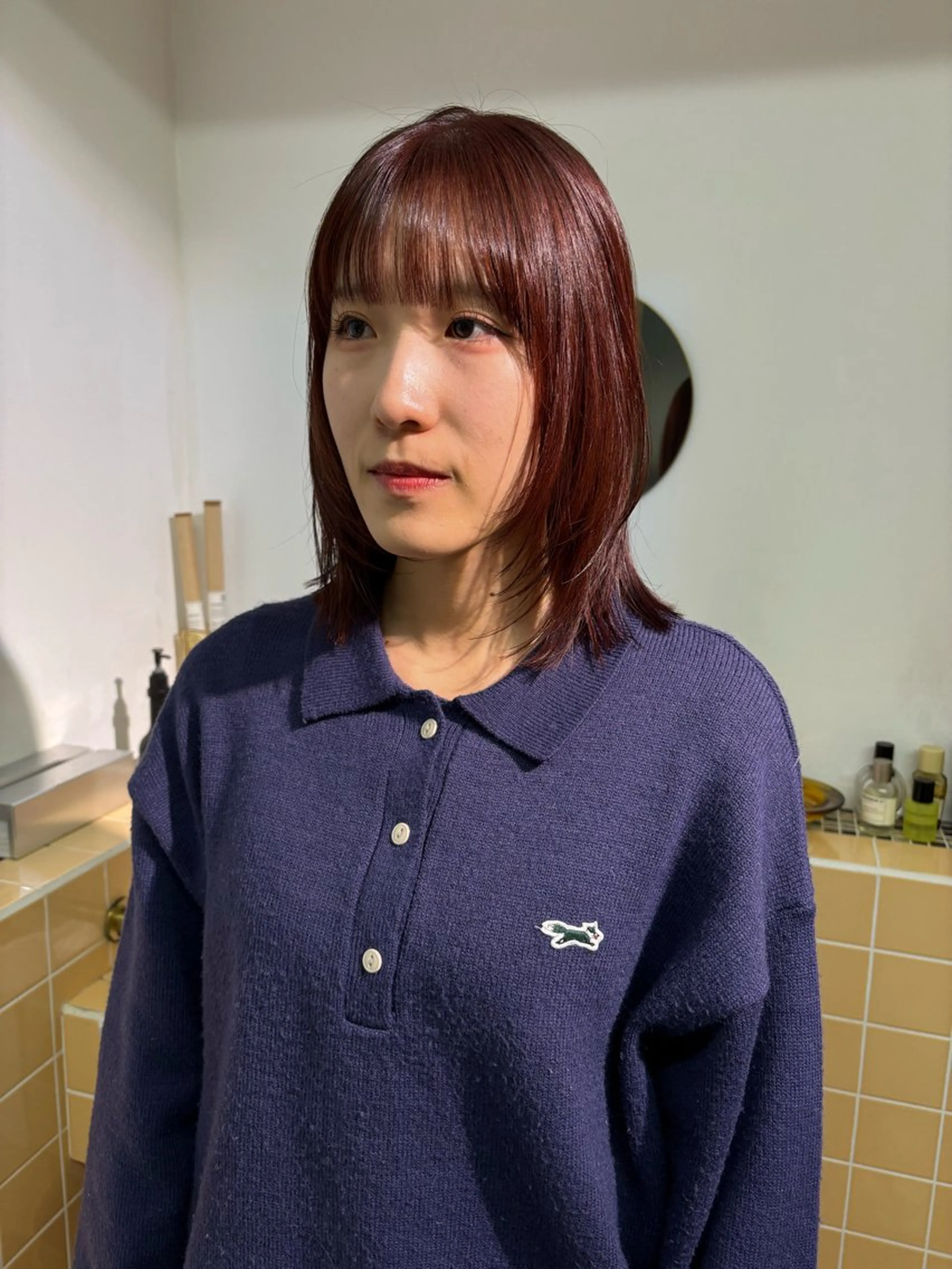 ミディアム カラー カット ヘアカラー トリートメント sakura🌸 レイヤー/nelkeのヘアスタイル