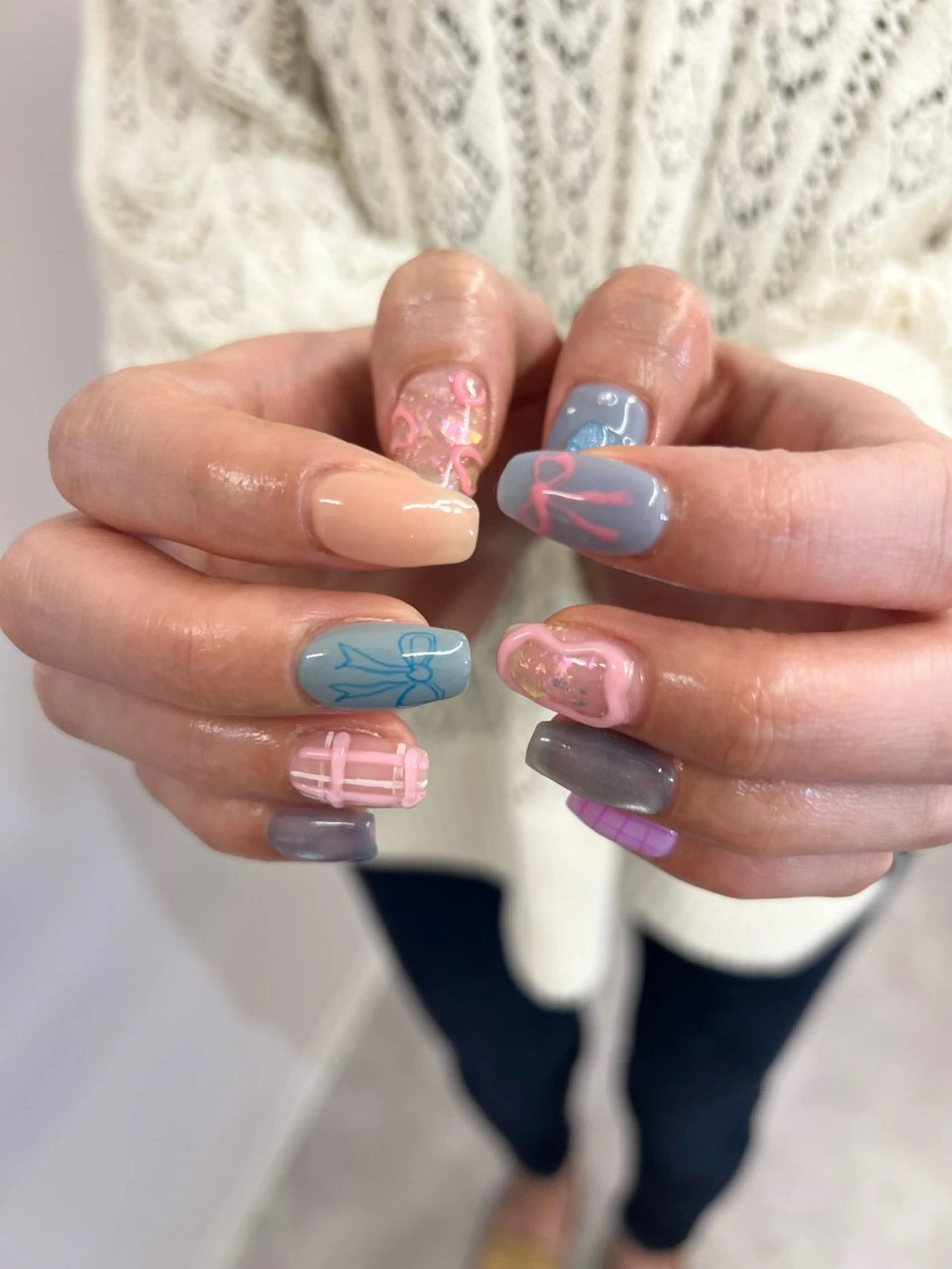 ネイル ブルー ジェルネイル マグネットネイル ニュアンスネイル パラジェル ハンドネイル ハンドケア Bana_ Nailのネイルデザイン