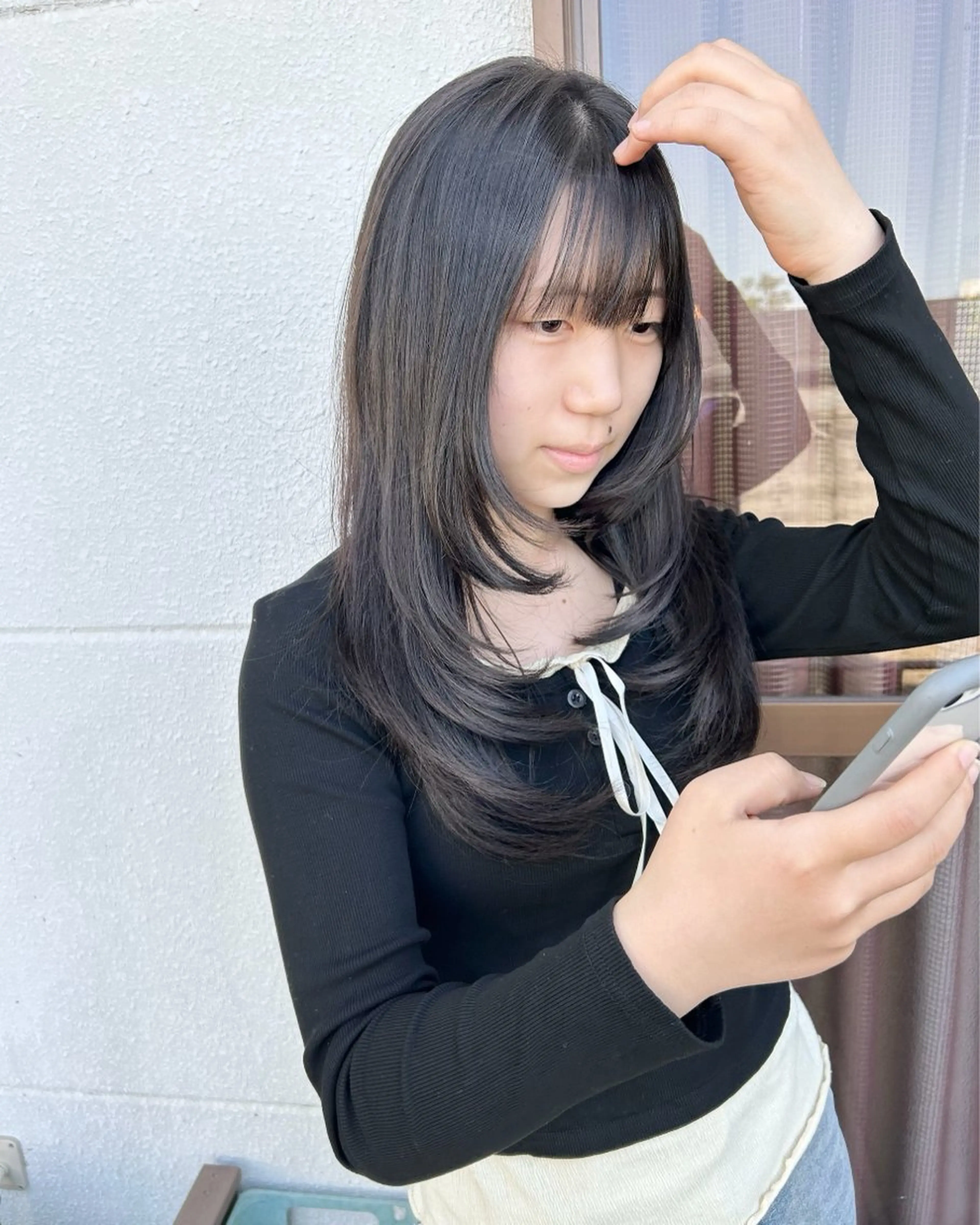 ロング カラー レイヤーカット ロング カット ヘアカラー ナカジマ ナナのヘアスタイル