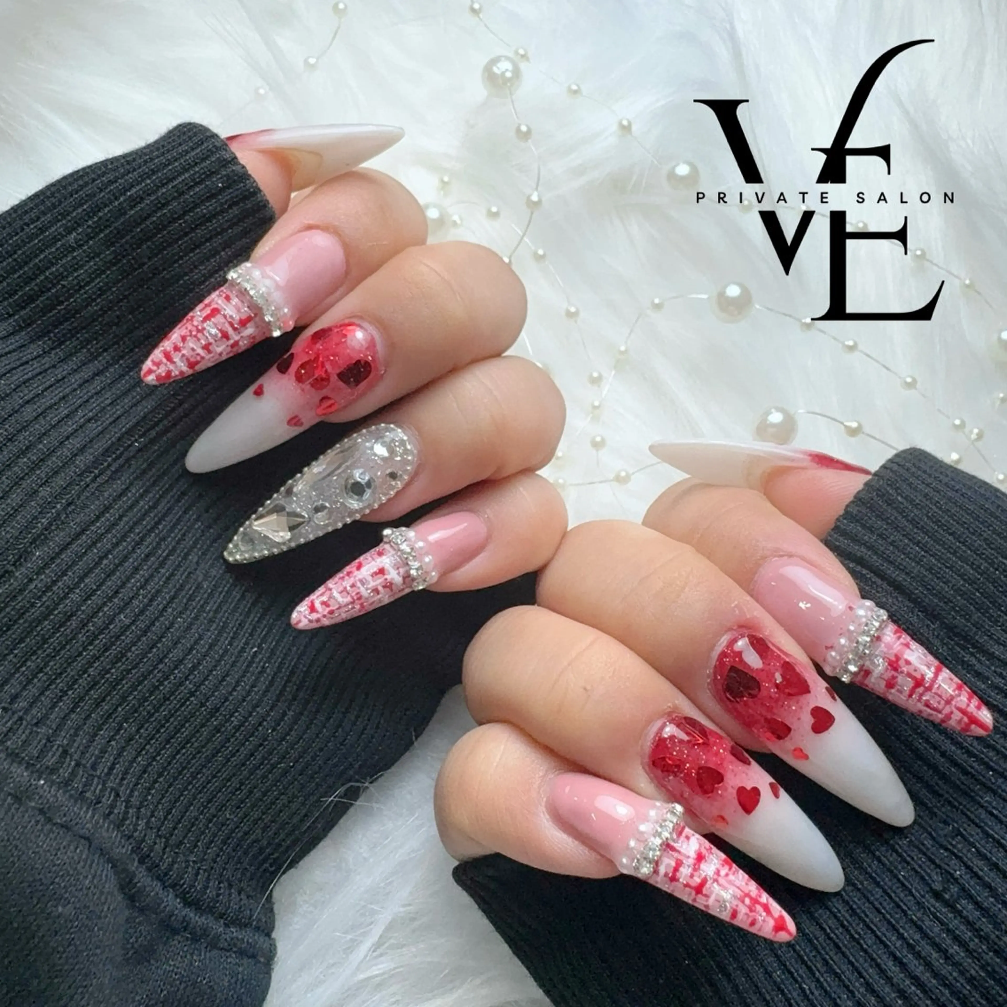 ネイル スカルプネイル バレンタイン ﾈｲﾙｻﾛﾝ Vellのネイルデザイン