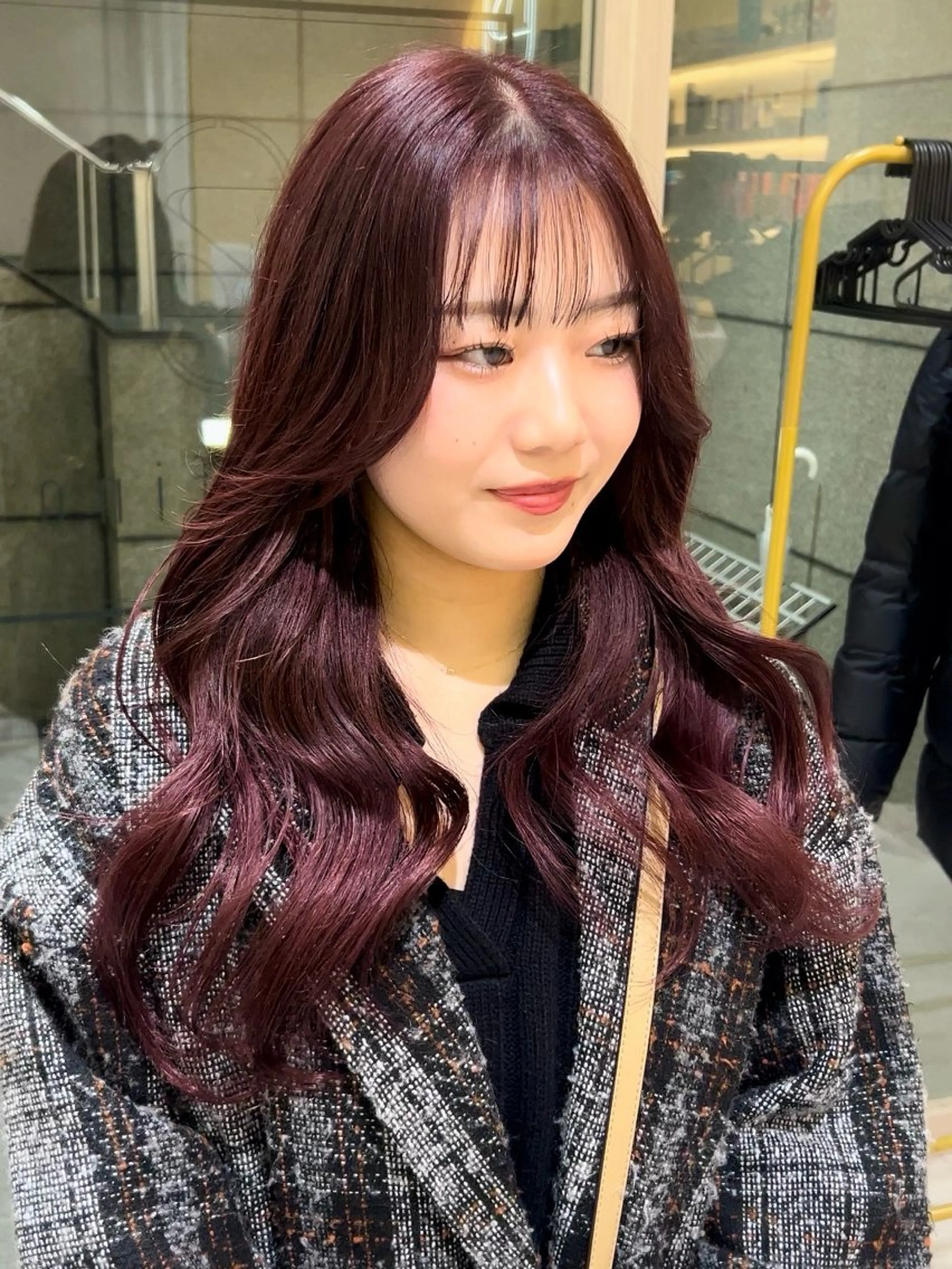 ロング カラー ピンクカラー レッドカラー ヘアカラー 🇰🇷韓国スタイル /束間まつげ🎀ミキのヘアスタイル