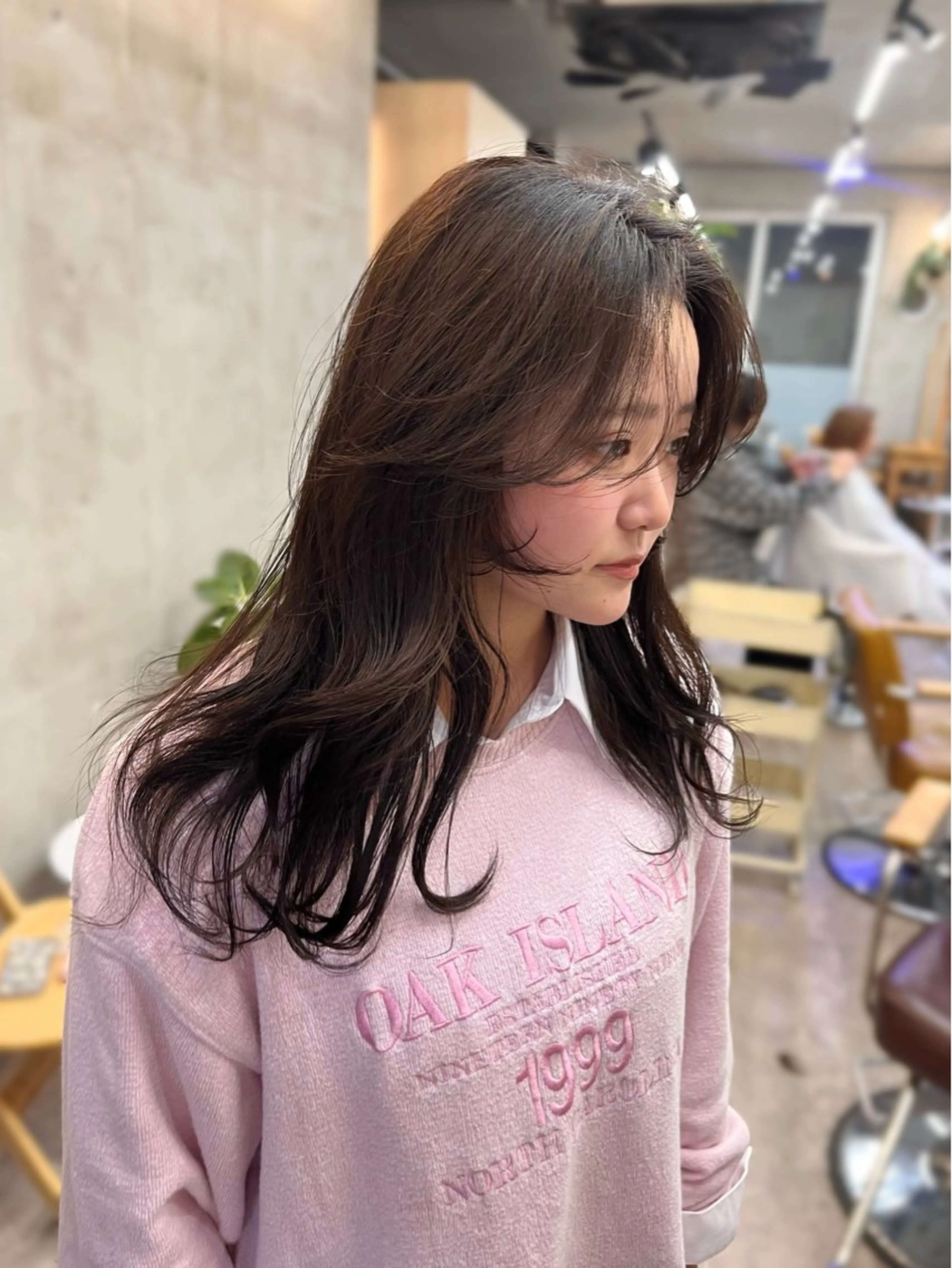 セミロング カラー 顔周りカット 韓国風ヘア 似合わせカット ヘアカラー SALT WATER所属・🫐 𝐌𝐚𝐨 🫐ボブモデル募集のヘアスタイル