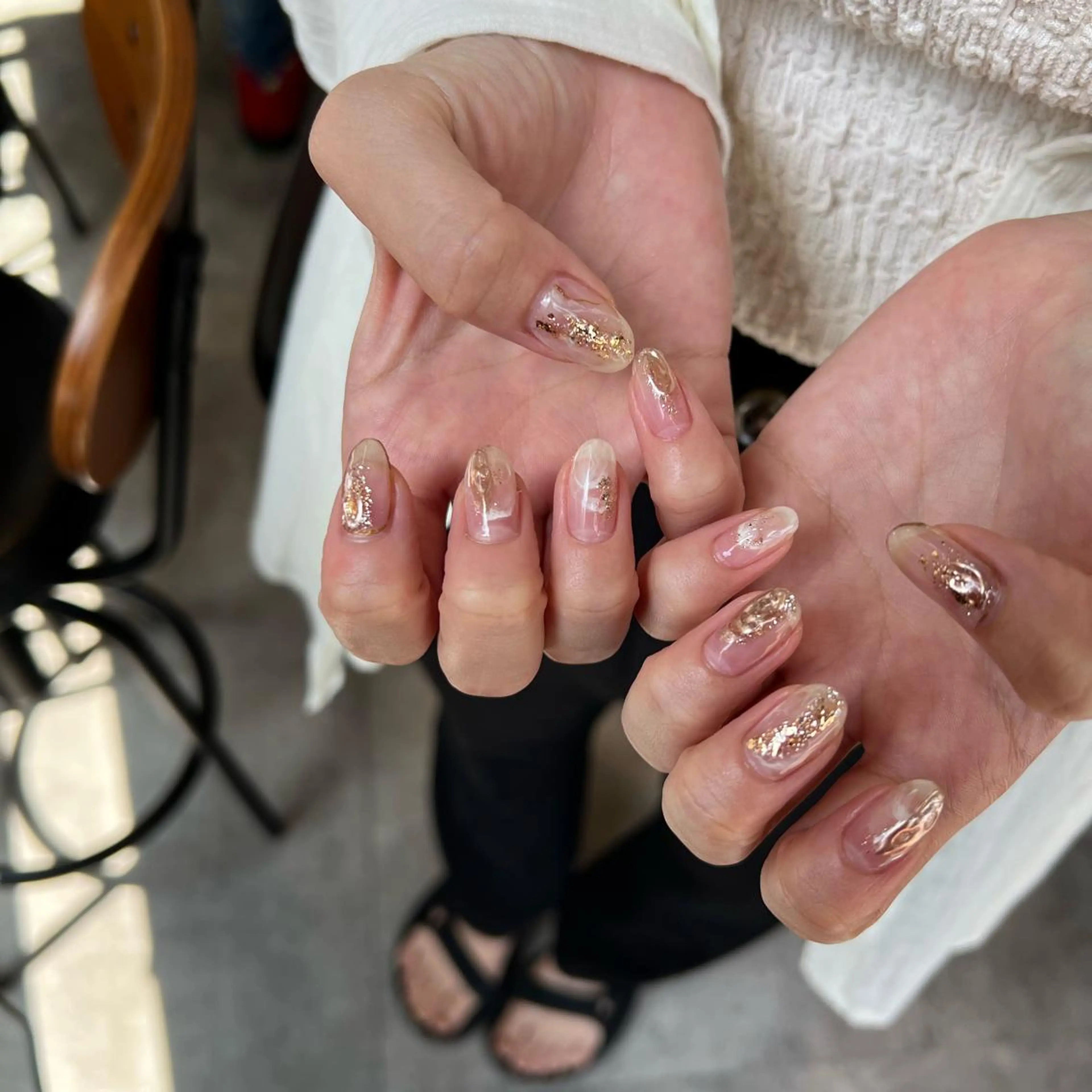 ネイル クリアネイル ミラーネイル ニュアンスネイル sode shioriのネイルデザイン