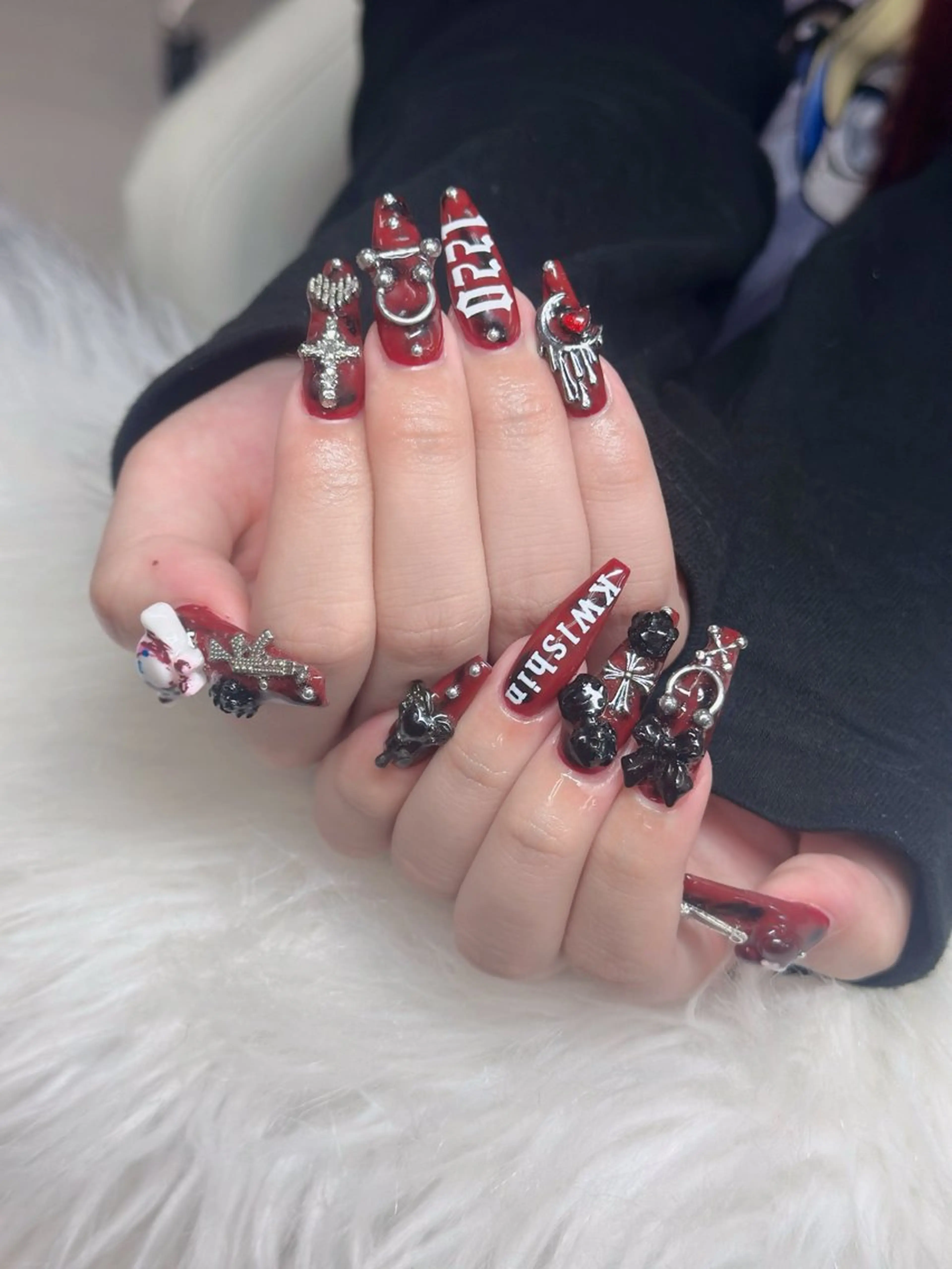 ネイル ロングネイル マグネットネイル リボン 夏ネイル スーパーロングネイル Hani nailsalonのネイルデザイン