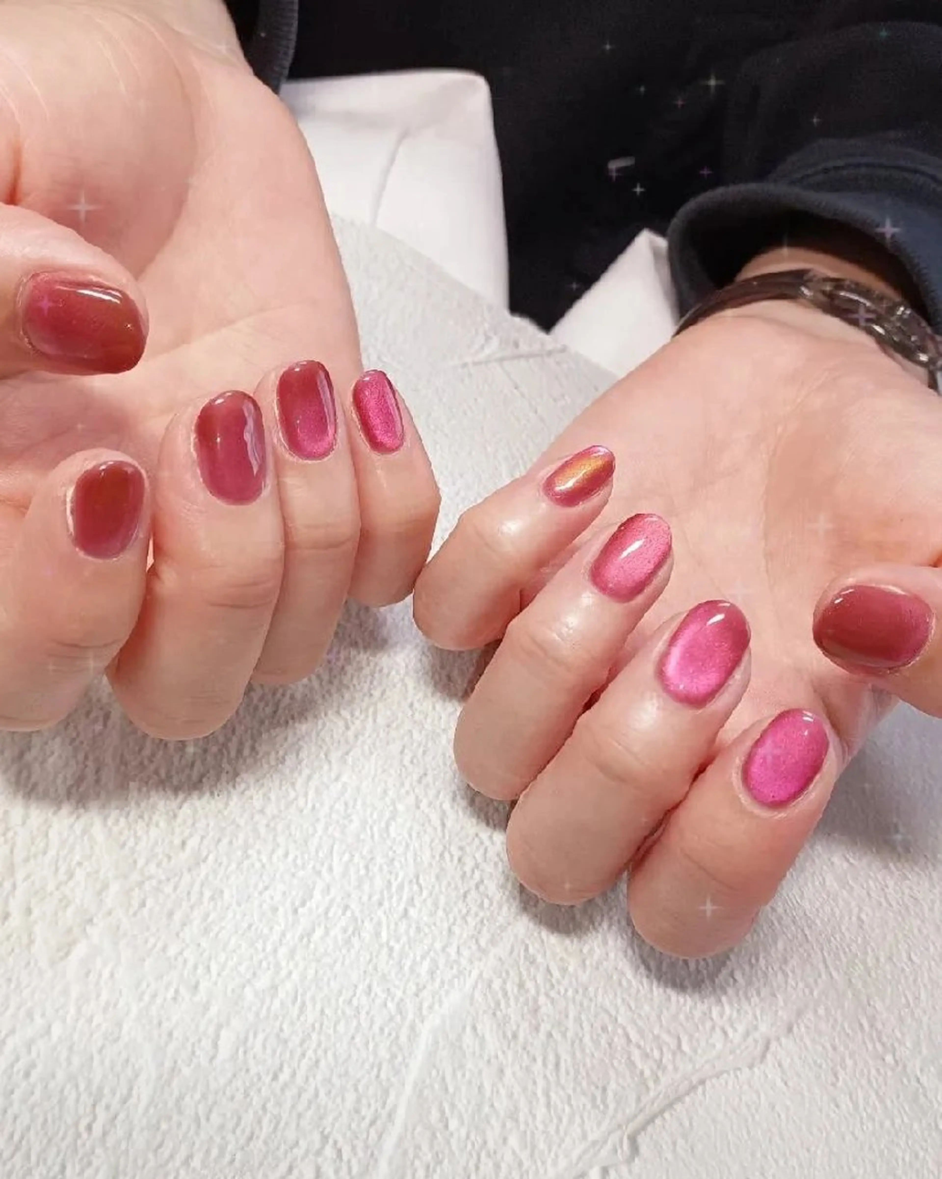 ネイル ハート キラキラネイル マグネットネイル ビー玉ネイル オフィスネイル ハンドネイル flure de neige yukiのネイルデザイン