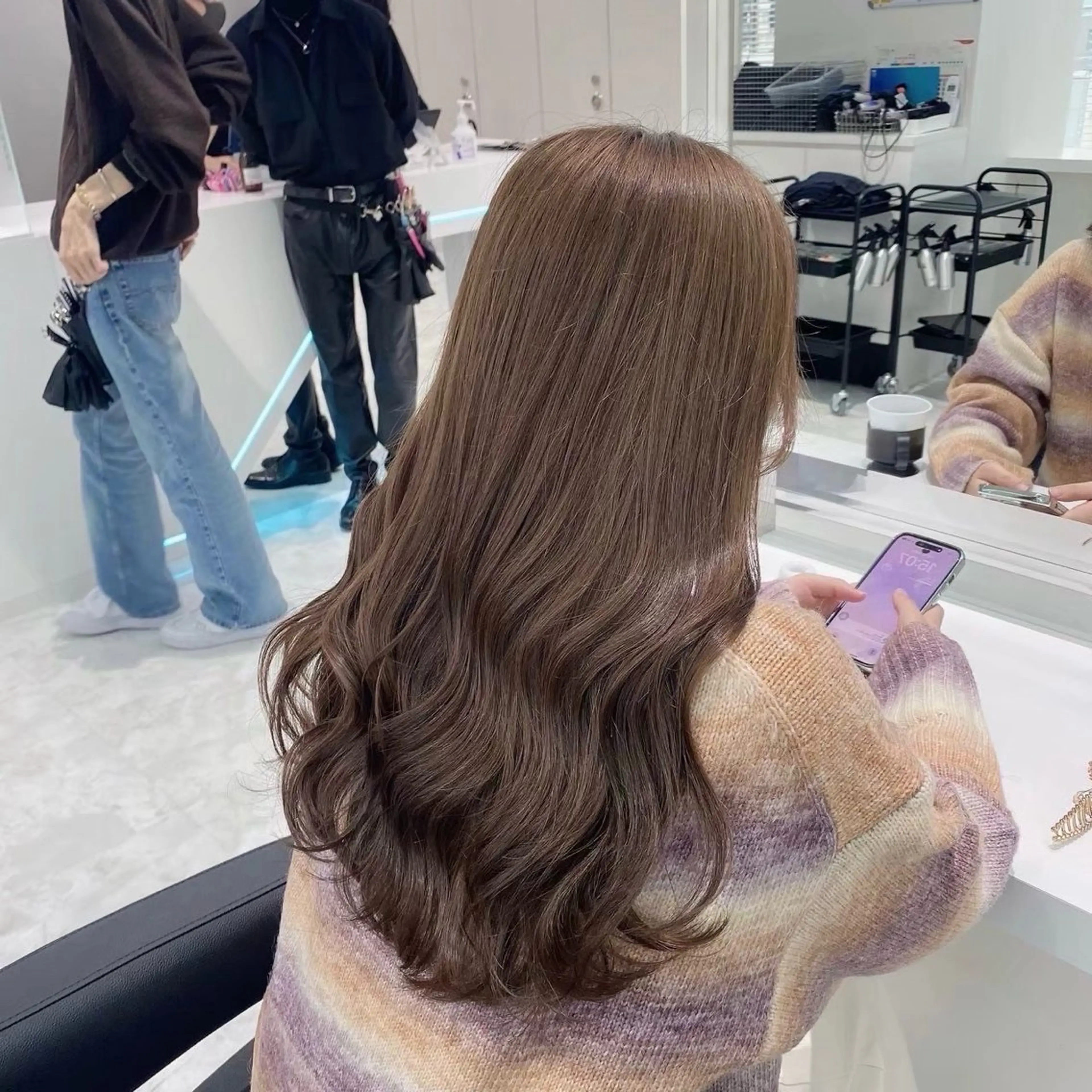 ロング カラー ヘアカラー トリートメント 海外風ブリーチなし 🫒Rion🫒🩶のヘアスタイル