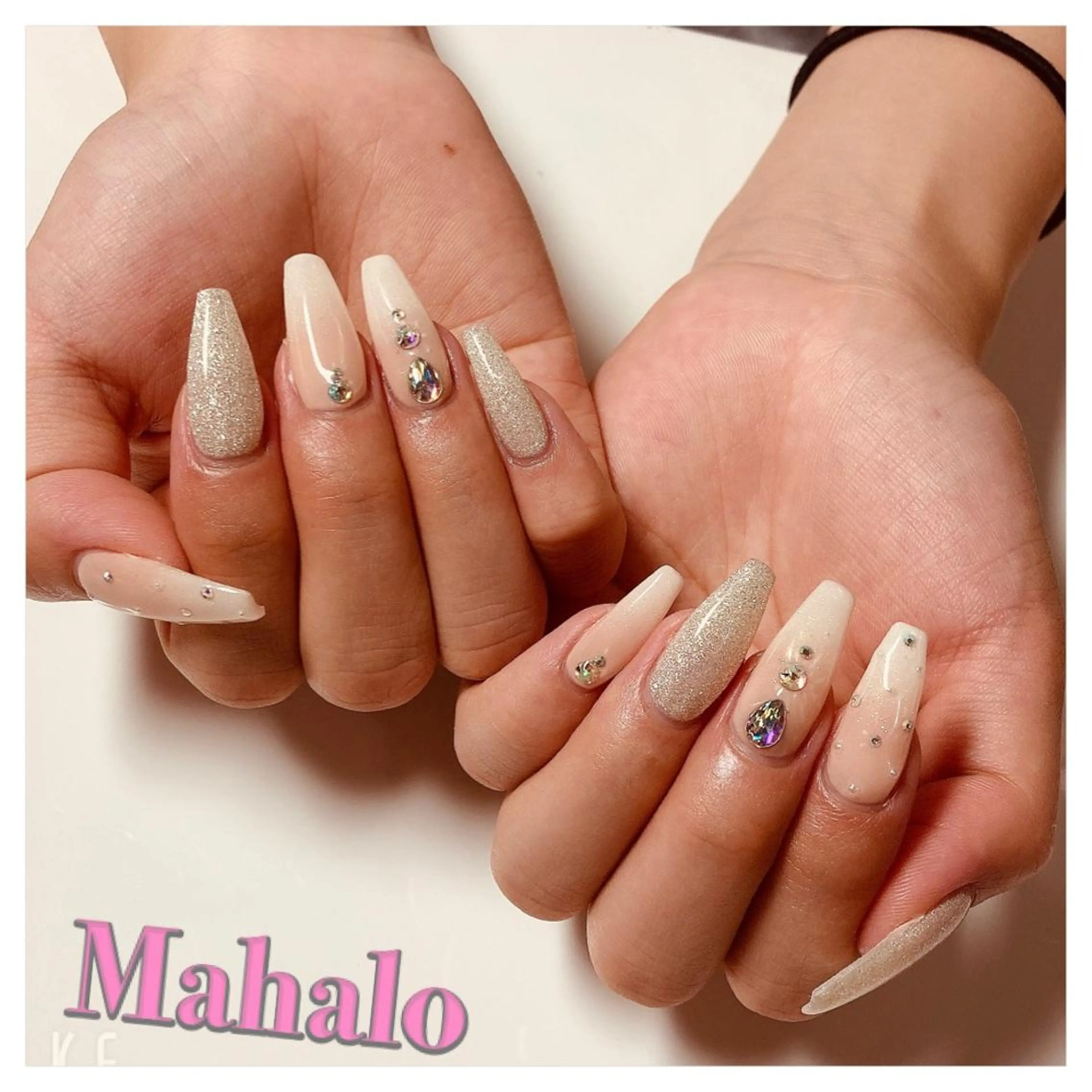 ネイル キラキラネイル ラメ(グリッター) ロングネイル シンプルネイル ネイルチップ Nail Salon Mahaloのネイルデザイン