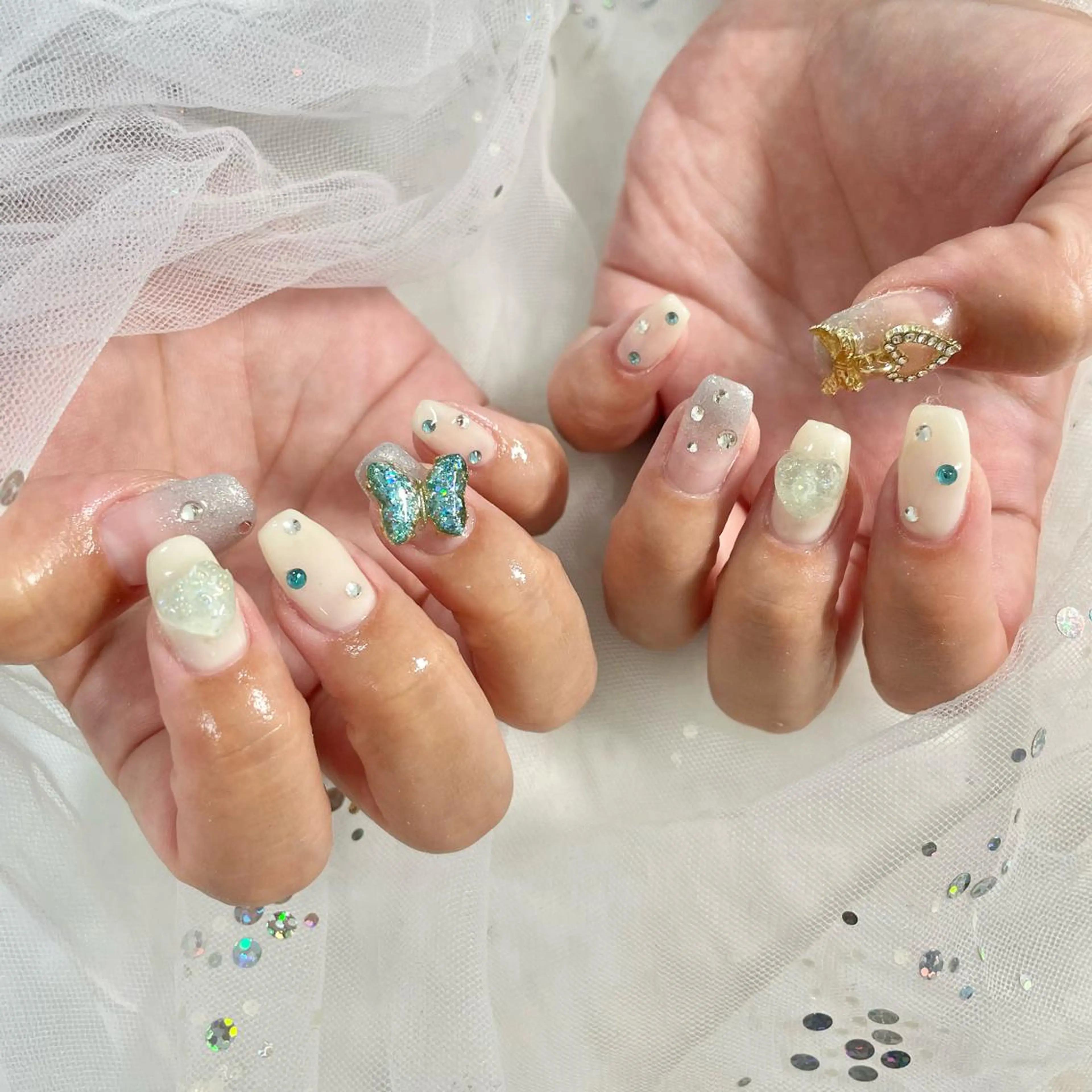 ネイル 水色 ハンドネイル フットネイル 🎀AYAKO 🎀中韓ネイルのネイルデザイン