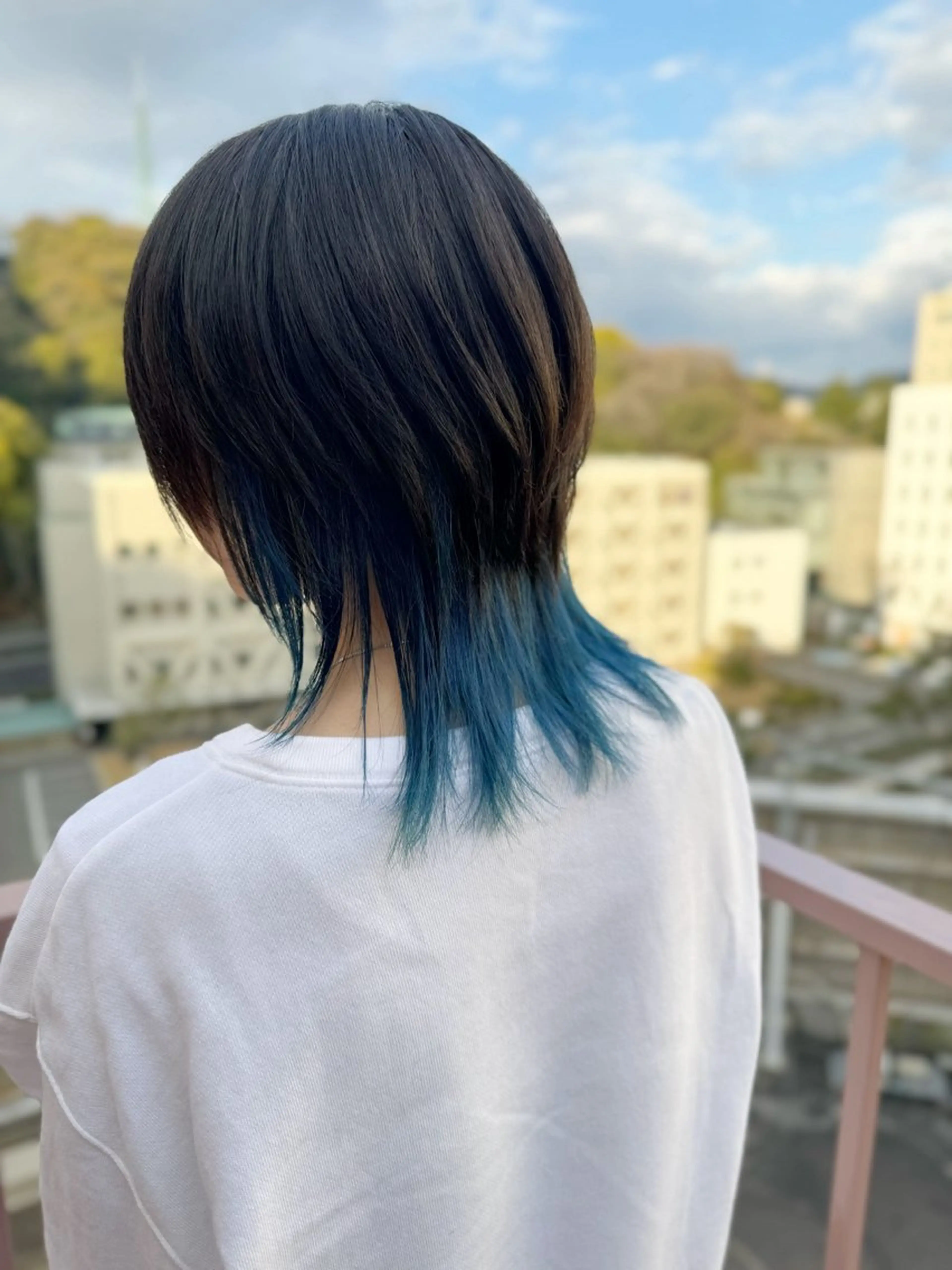 ミディアム カラー ブルーカラー インナーカラー ウルフカット Viage （ビアージュ）のヘアスタイル