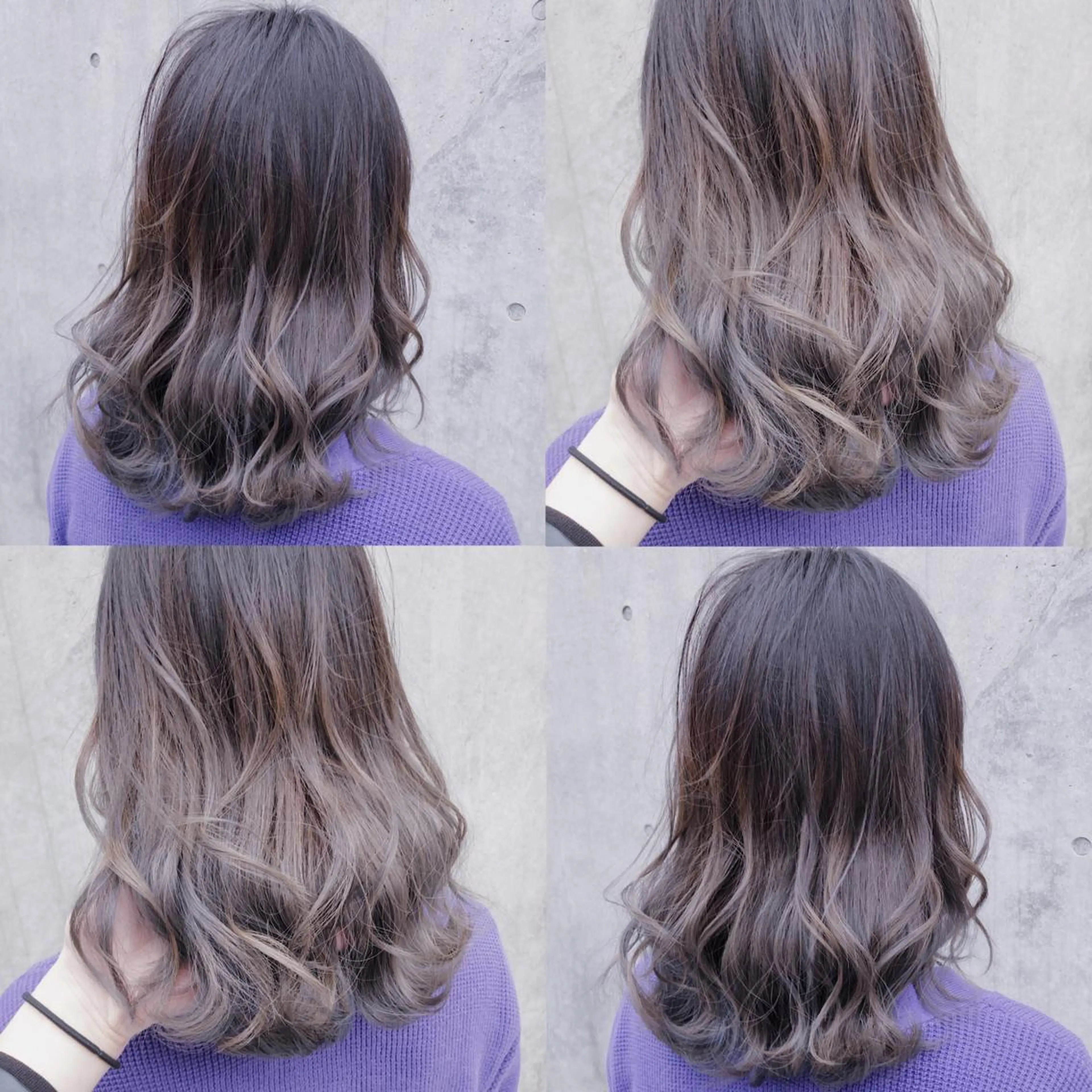 ロング カラー ヘアアレンジ メンズ キッズ グラデーションカラー グレージュ ヘアカラー トリートメント 💟Chloe原宿店 🩶ハイトーンのヘアスタイル