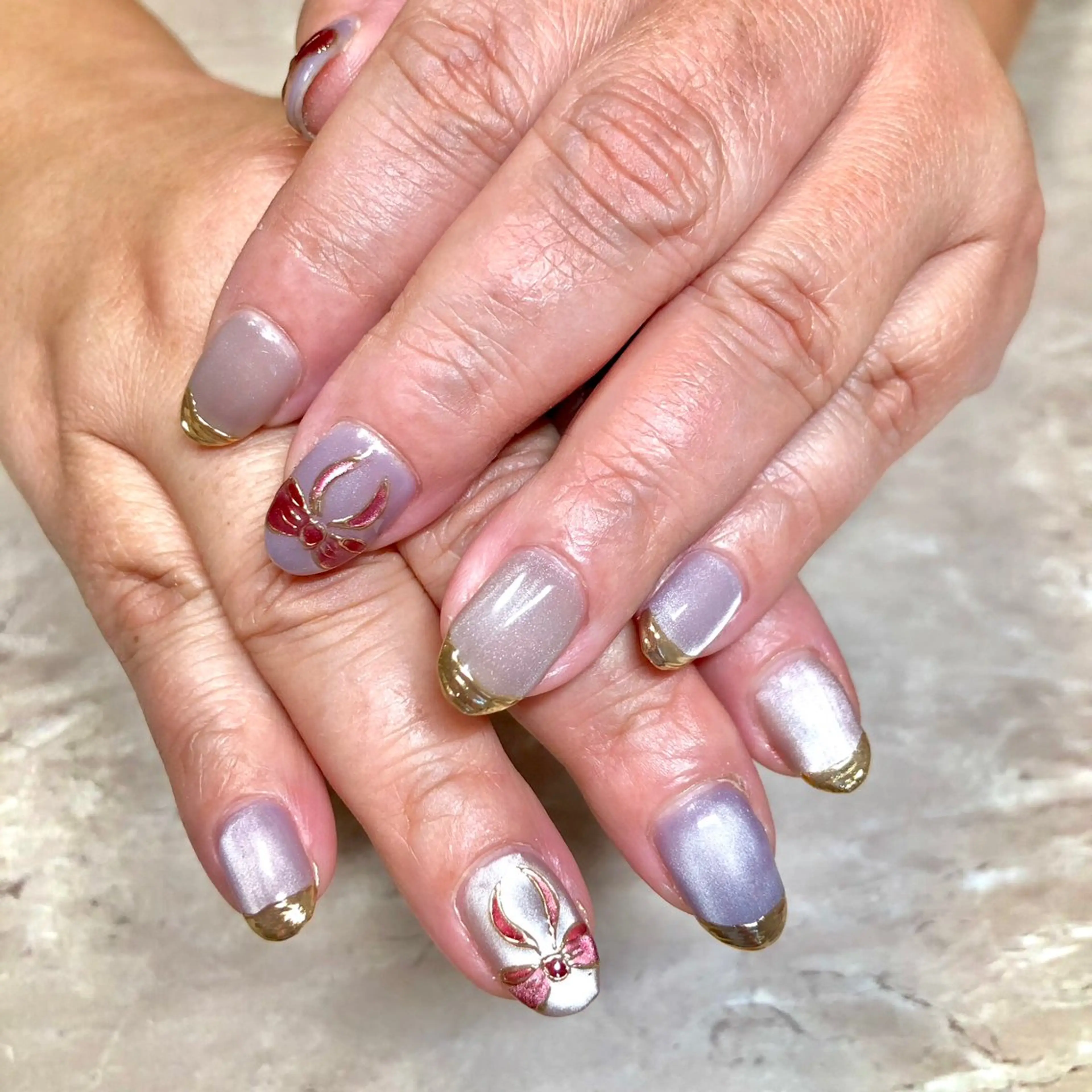 ネイル アートネイル マグネットネイル リボン ハンドネイル S nailのネイルデザイン