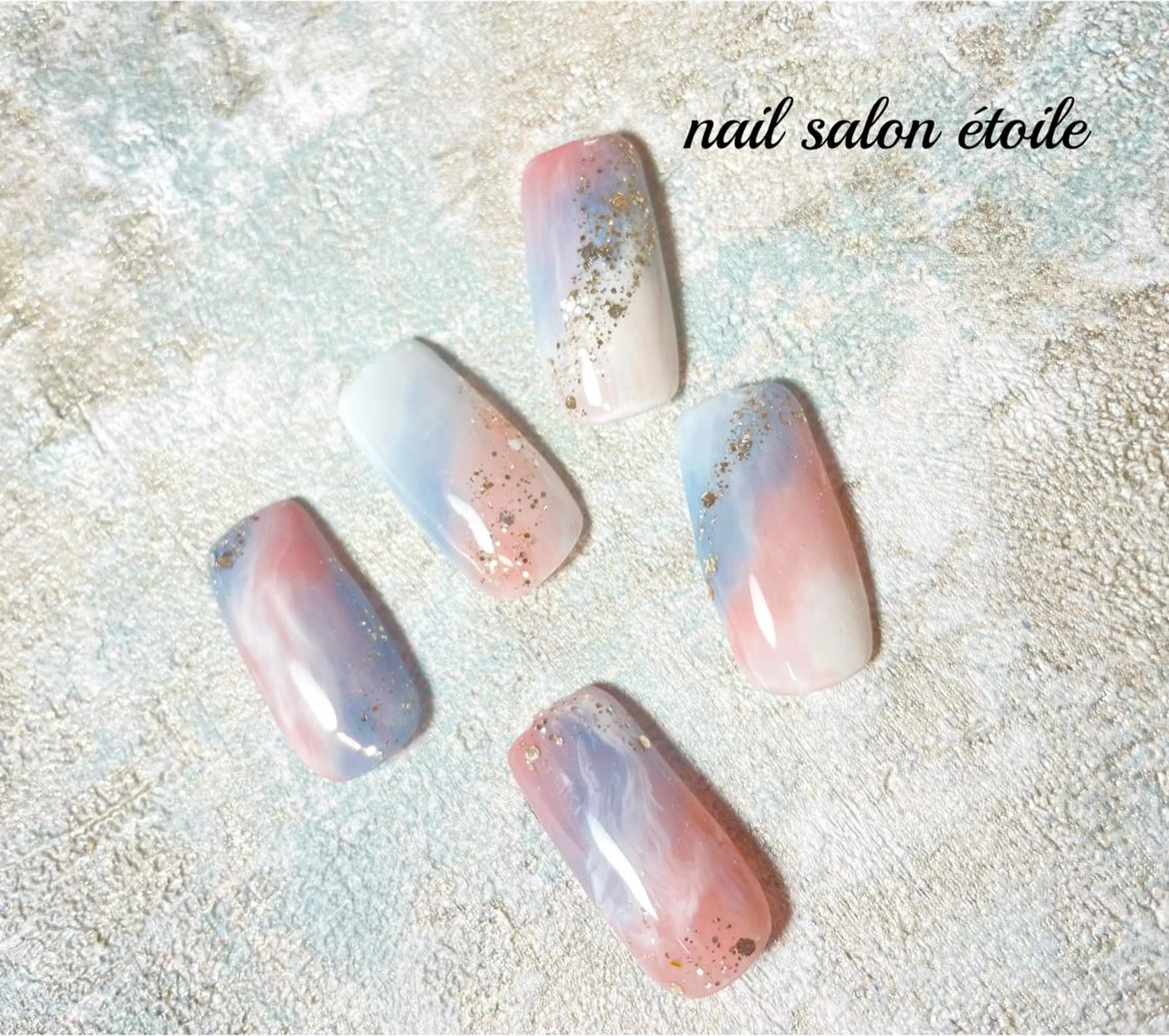 ネイル アートネイル ブルー ジェルネイル ニュアンスネイル パステルネイル ハンドネイル nail salon étoileのネイルデザイン
