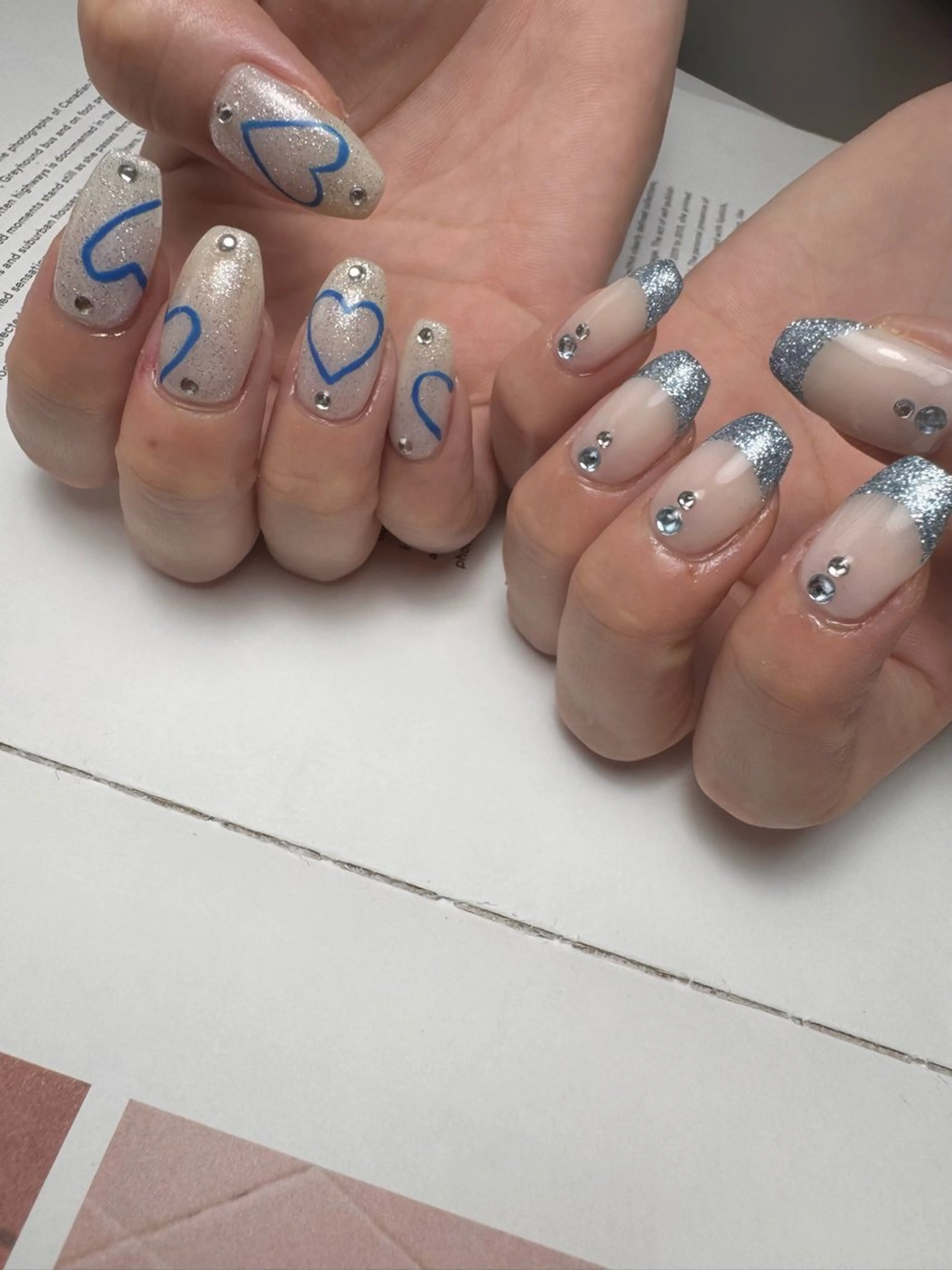ネイル フラッシュネイル フレンチネイル ハート ハンドネイル 白日-hakubi nail-のネイルデザイン