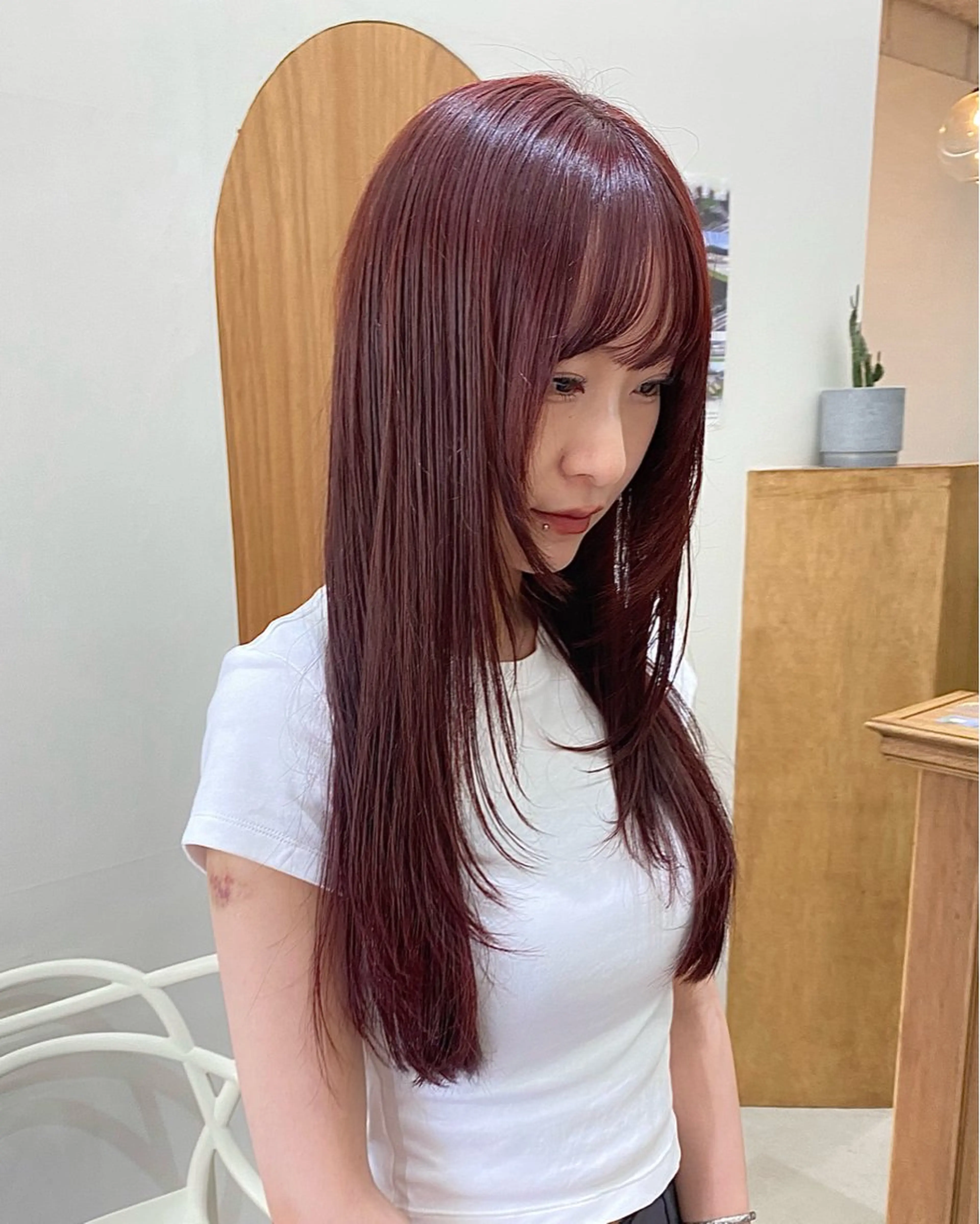 ロング カラー ヘアアレンジ ブリーチ ダブルカラー ブリーチなしカラー レッドカラー カット ヘアカラー トリートメント ハル🌸柔色/ ブリーチなし/艶髪のヘアスタイル