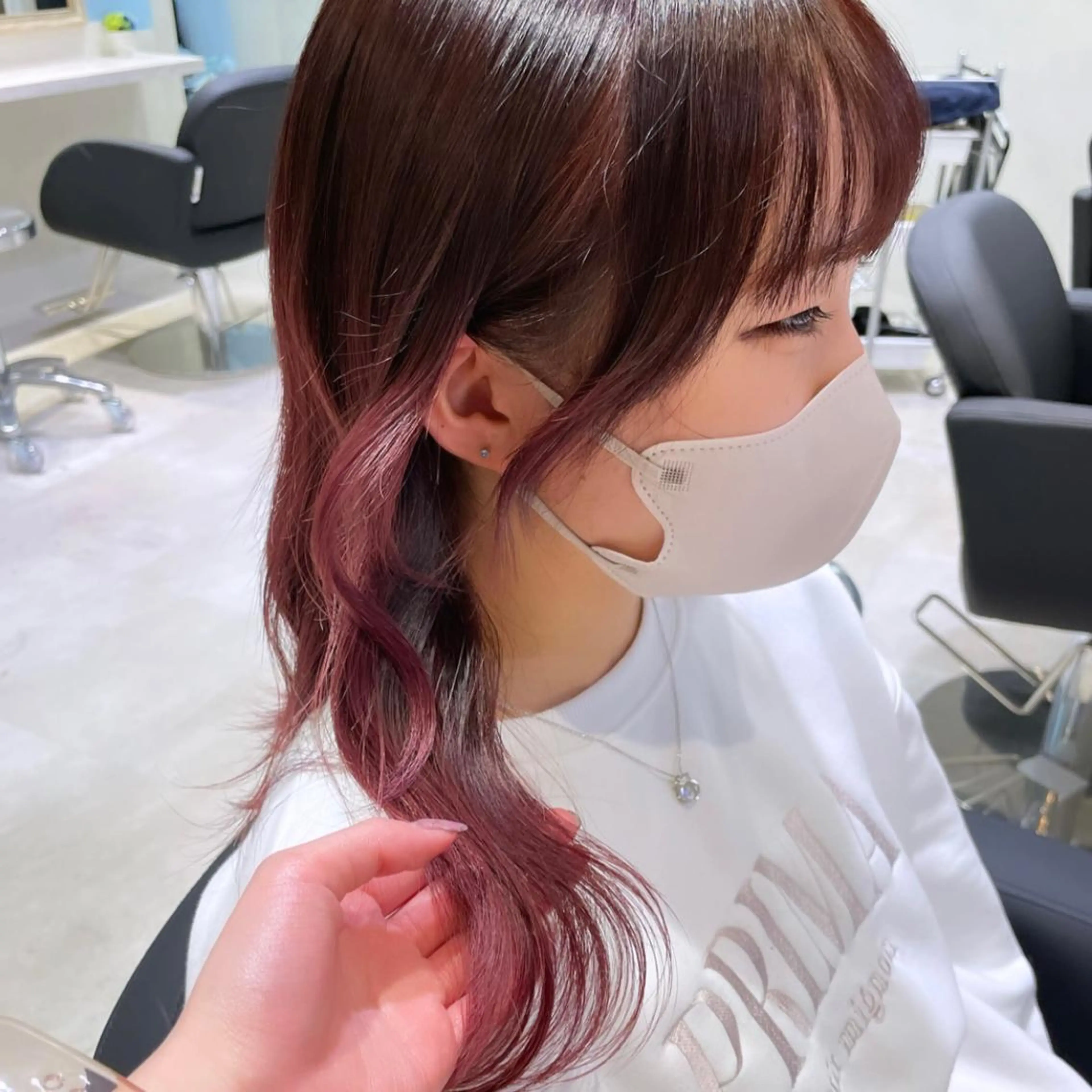 セミロング カラー ピンクカラー 🌷ピンク/韓国風 暖色カラー ゆい🌷のヘアスタイル
