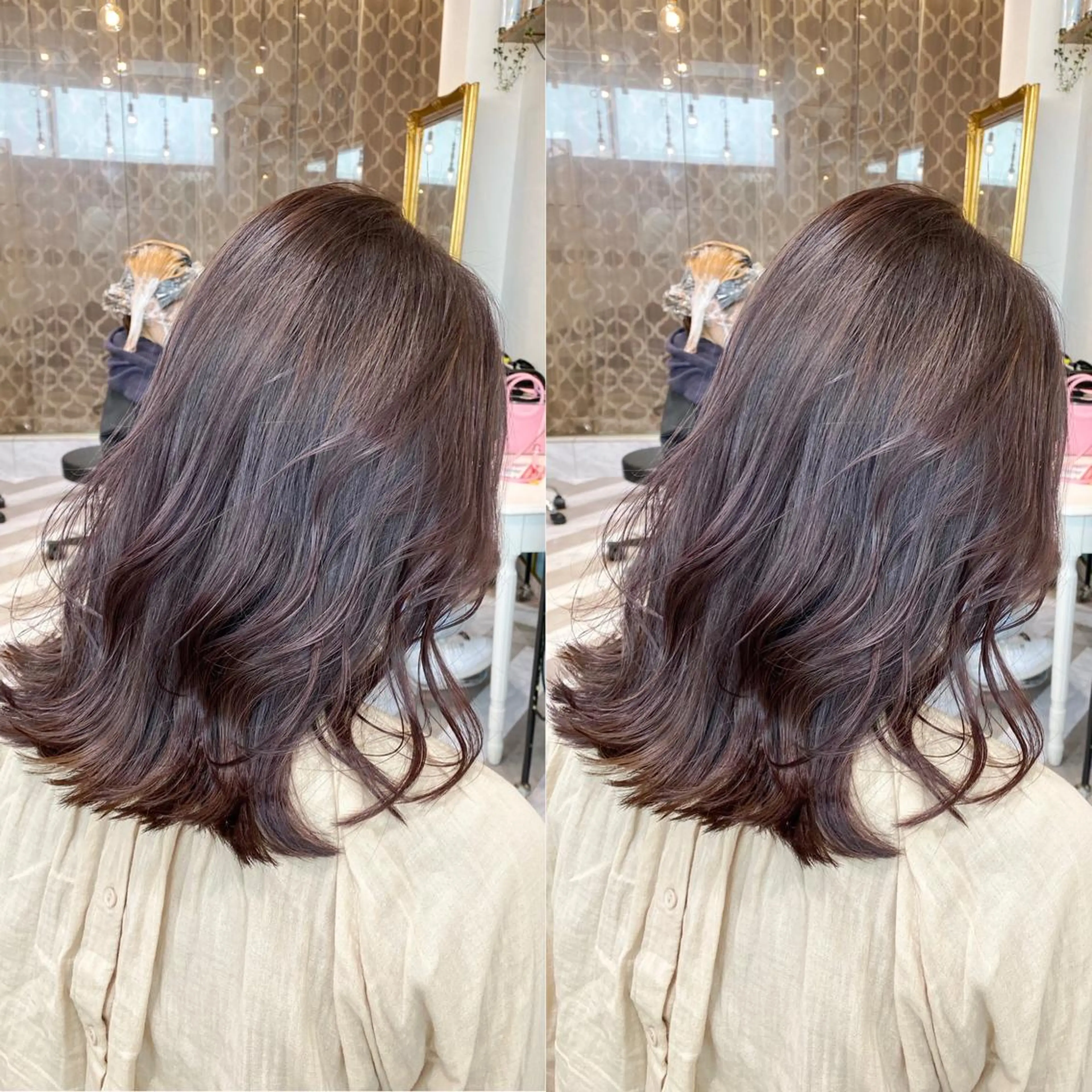 ミディアム ヘアカラー トリートメント 韓国ヘア/レイヤー/ 髪質改善🫧西田のヘアスタイル