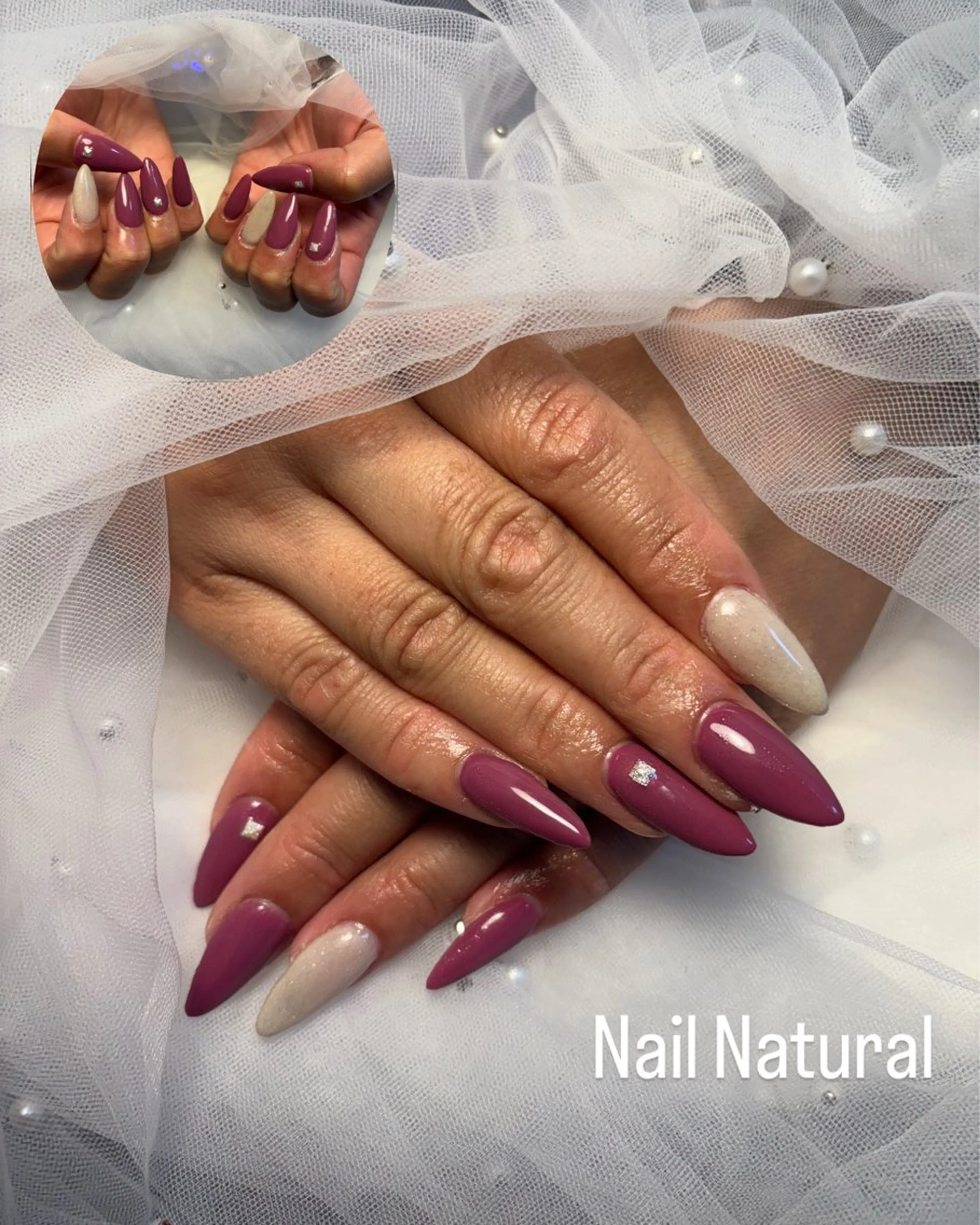 ネイル フラッシュネイル フットネイル フレンチネイル ジェルネイル ガラスフレンチ ハンドネイル Nail salon Natulalのネイルデザイン