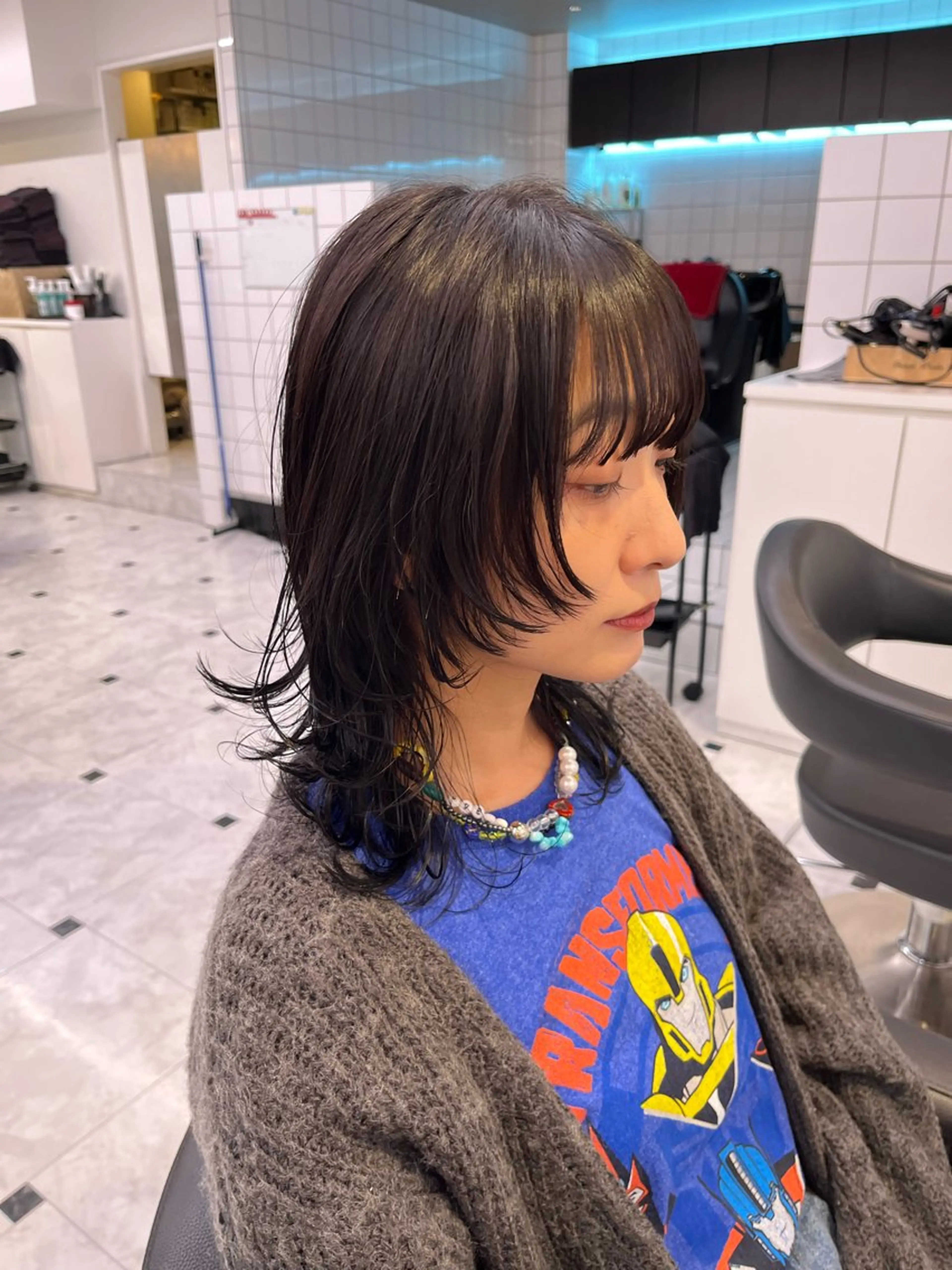 ミディアム カット ヘアカラー トリートメント 💗ツヤ髪💗透け感 💗ブリーチなし💗のヘアスタイル