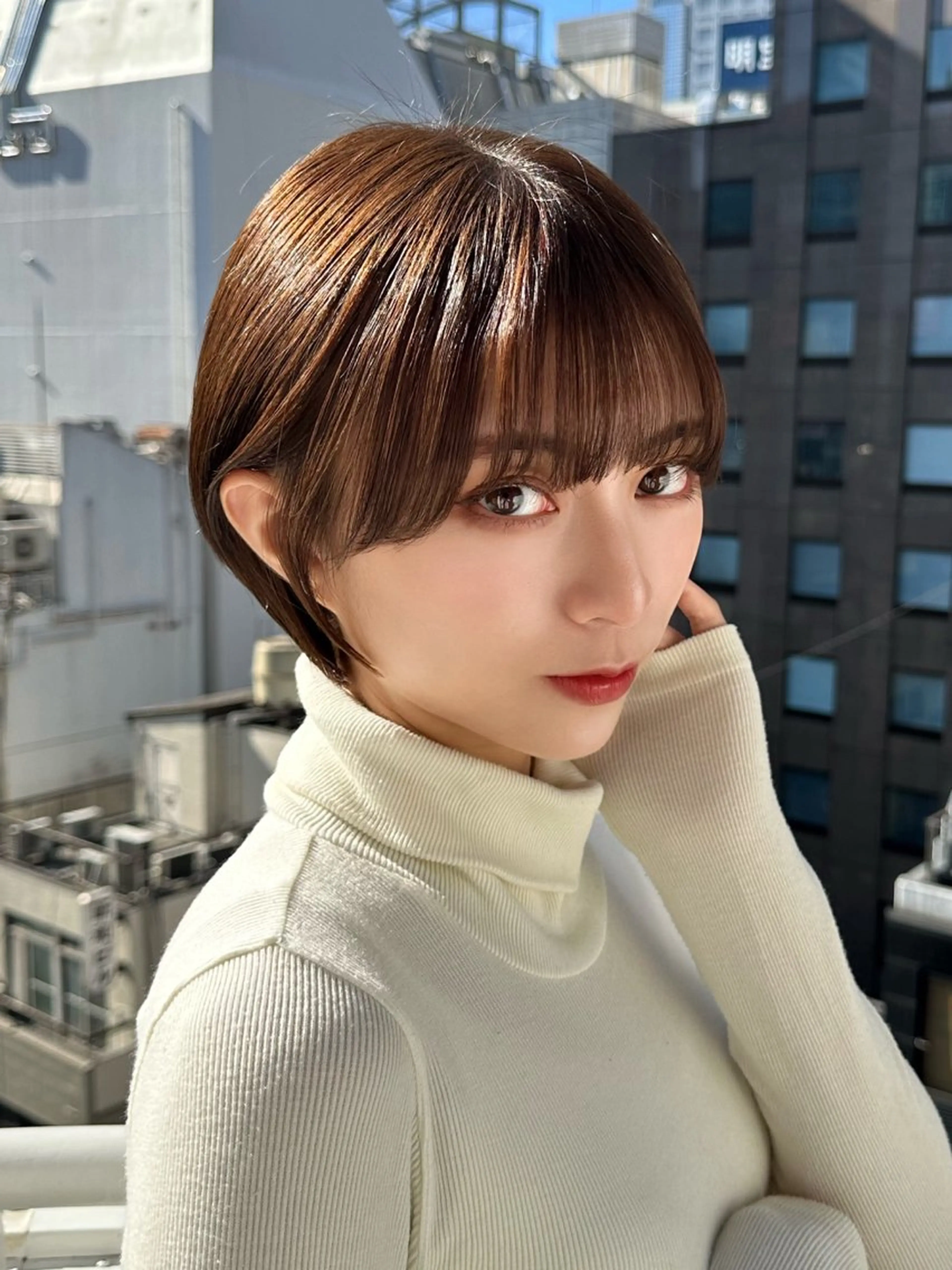 ショート カラー パーマ カット ヘアカラー トリートメント 新宿/髪質改善/艶髪 韓国ヘア/大重聖斗のヘアスタイル