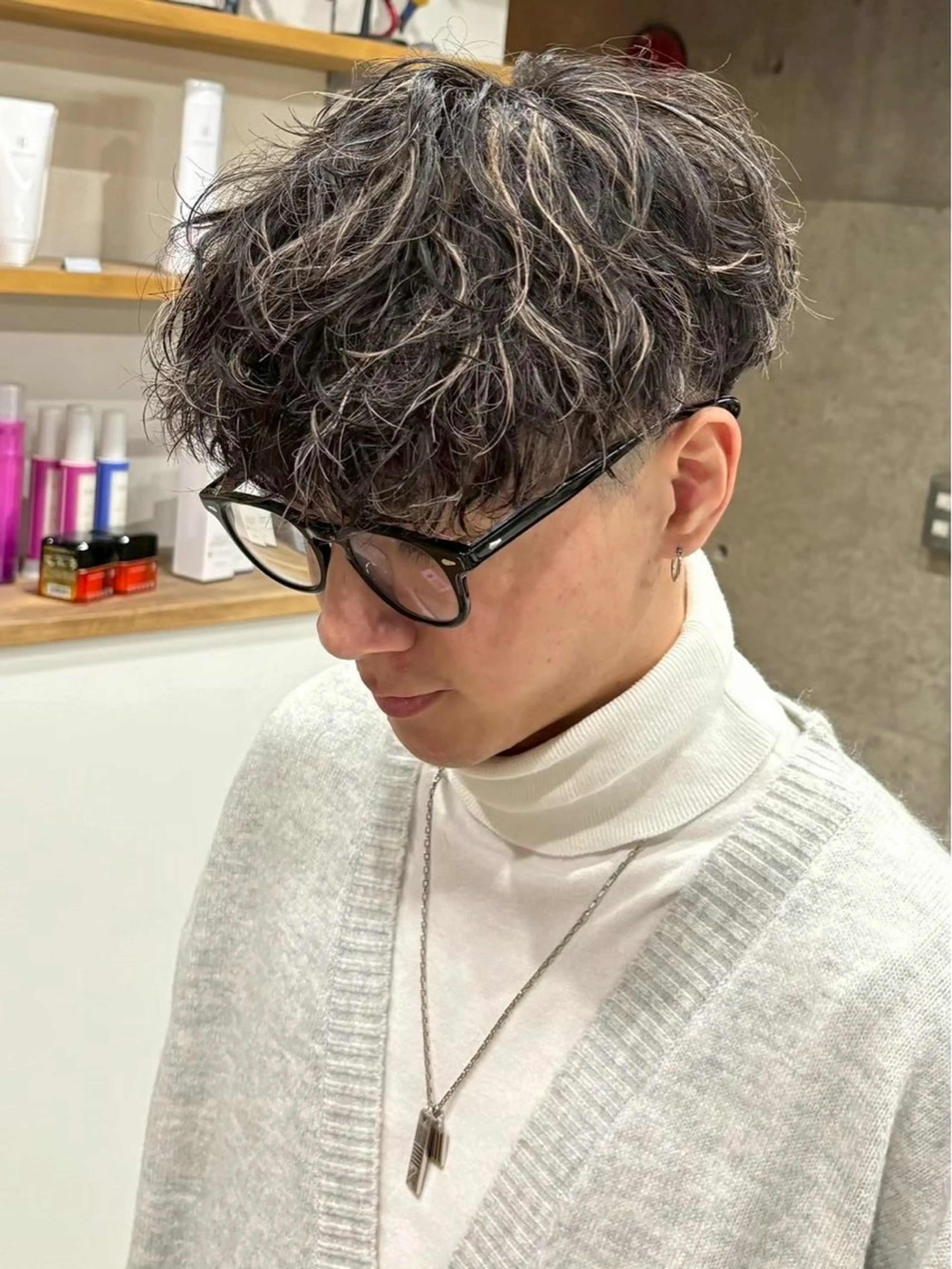 ミディアム メンズ メンズメッシュ カット ヘアカラー パーマ era本店所属・笹尾 陸/era本店 メンズ短髪系美容師のヘアスタイル