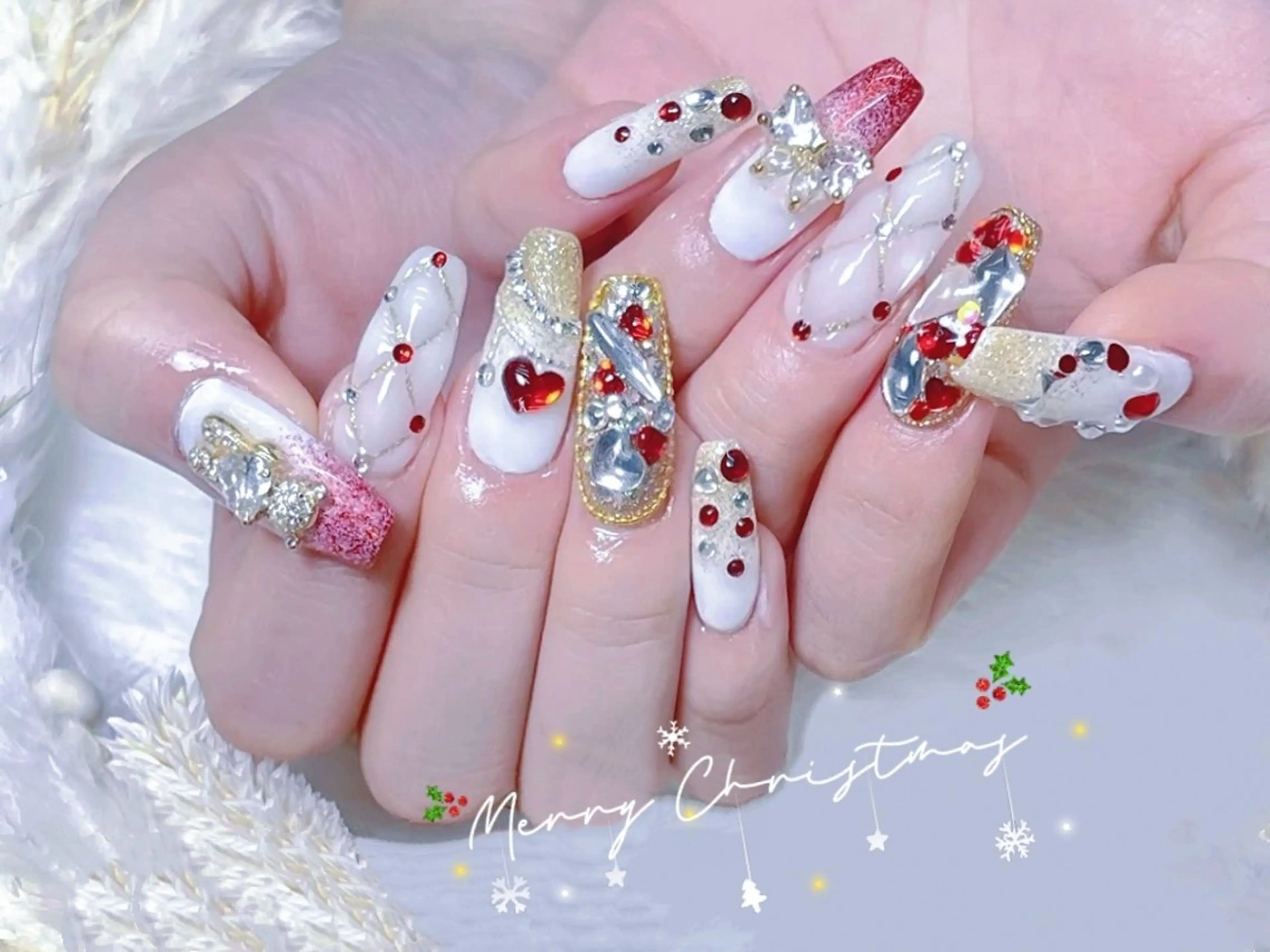 ネイル 成人式 入学式 長さ出し フラッシュネイル フレンチネイル Chouette Nailのネイルデザイン