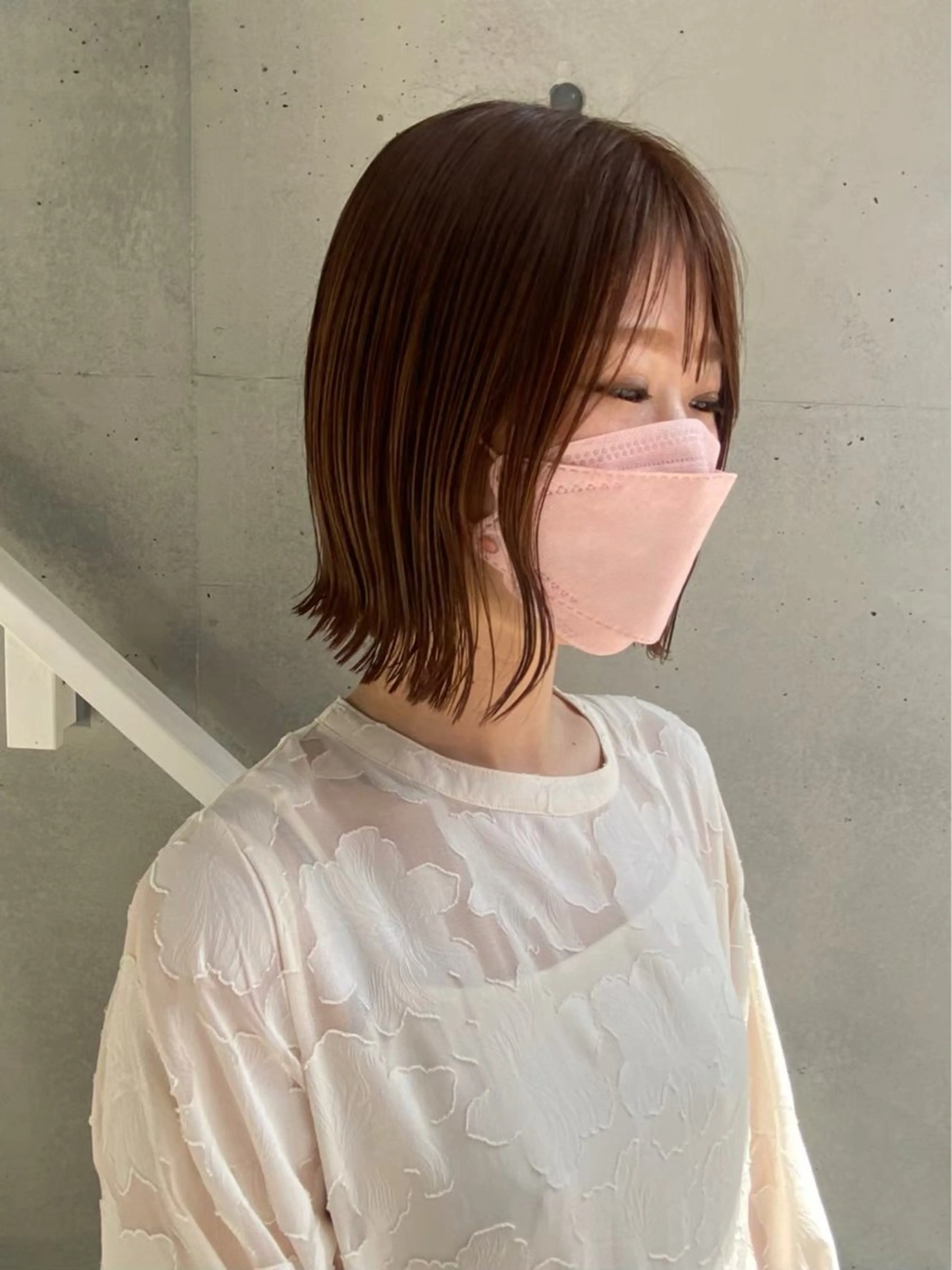 ミディアム 切りっぱなしボブ ボブ カット inc新小岩 🌱MANAMIのヘアスタイル