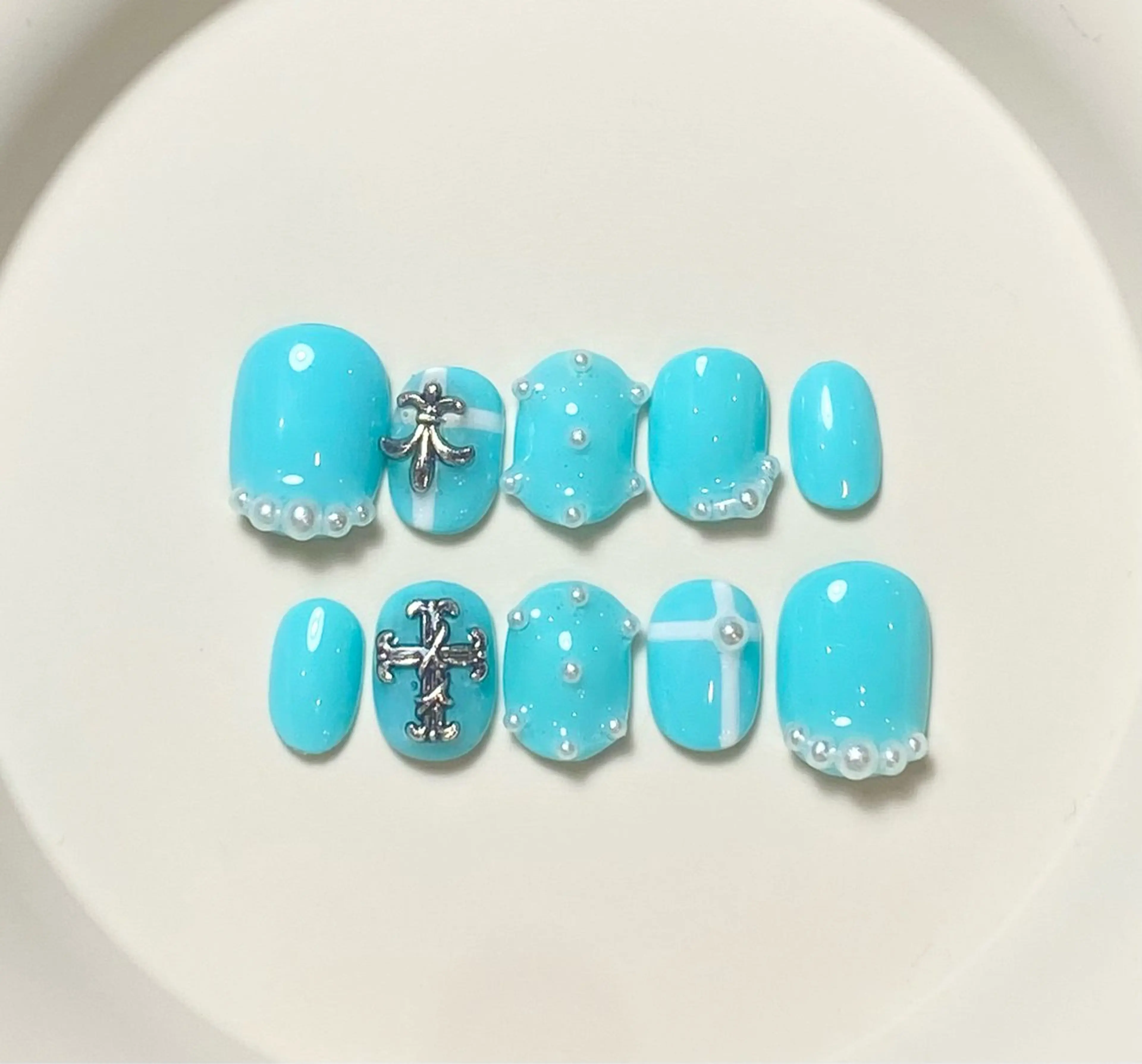 ネイル ブルー ホワイト その他(ネイル) Narumi nailのネイルデザイン