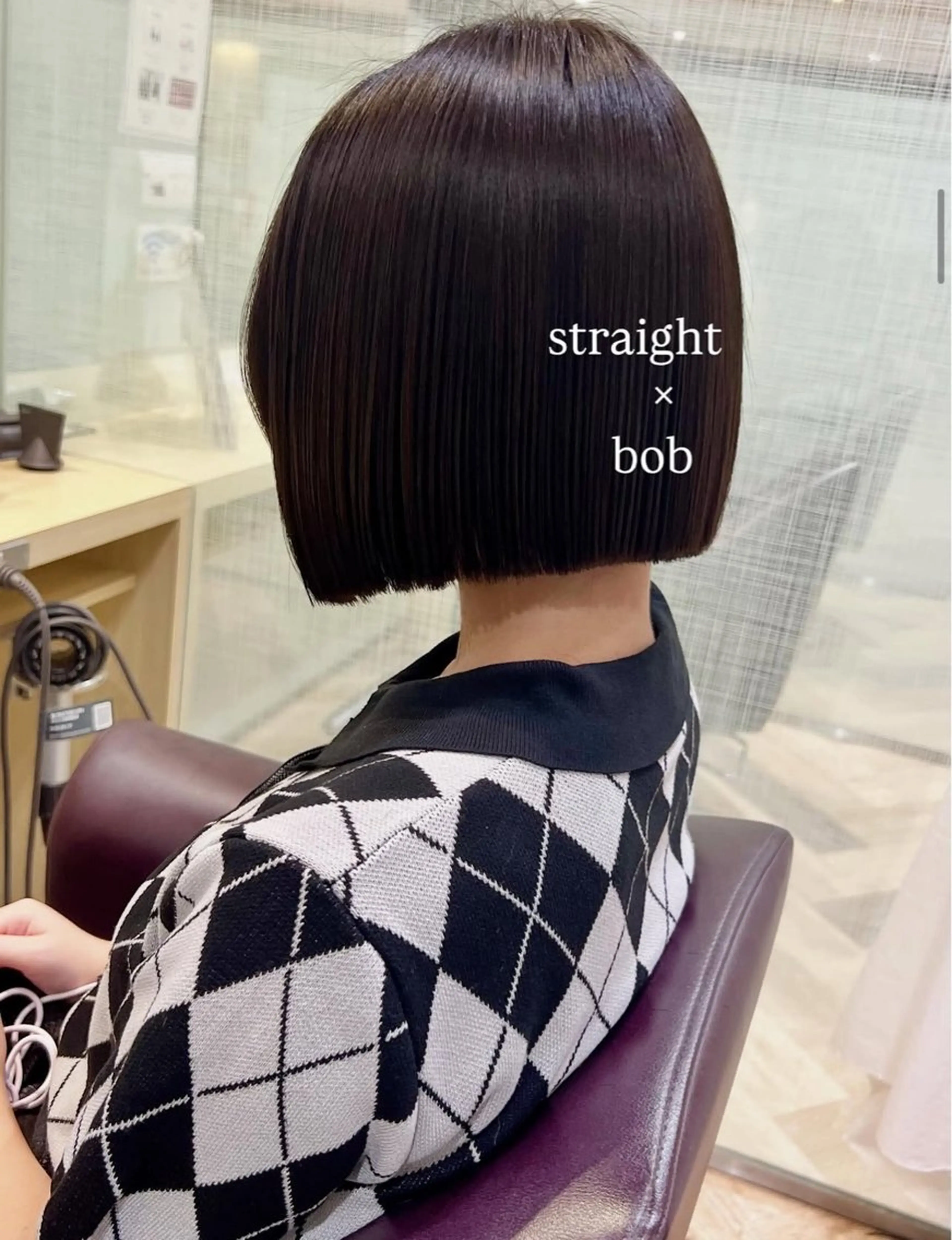 ショート ボブ 酸性ストレート カット 縮毛矯正 加納千華 /ボブ/ぱつっとボブのヘアスタイル