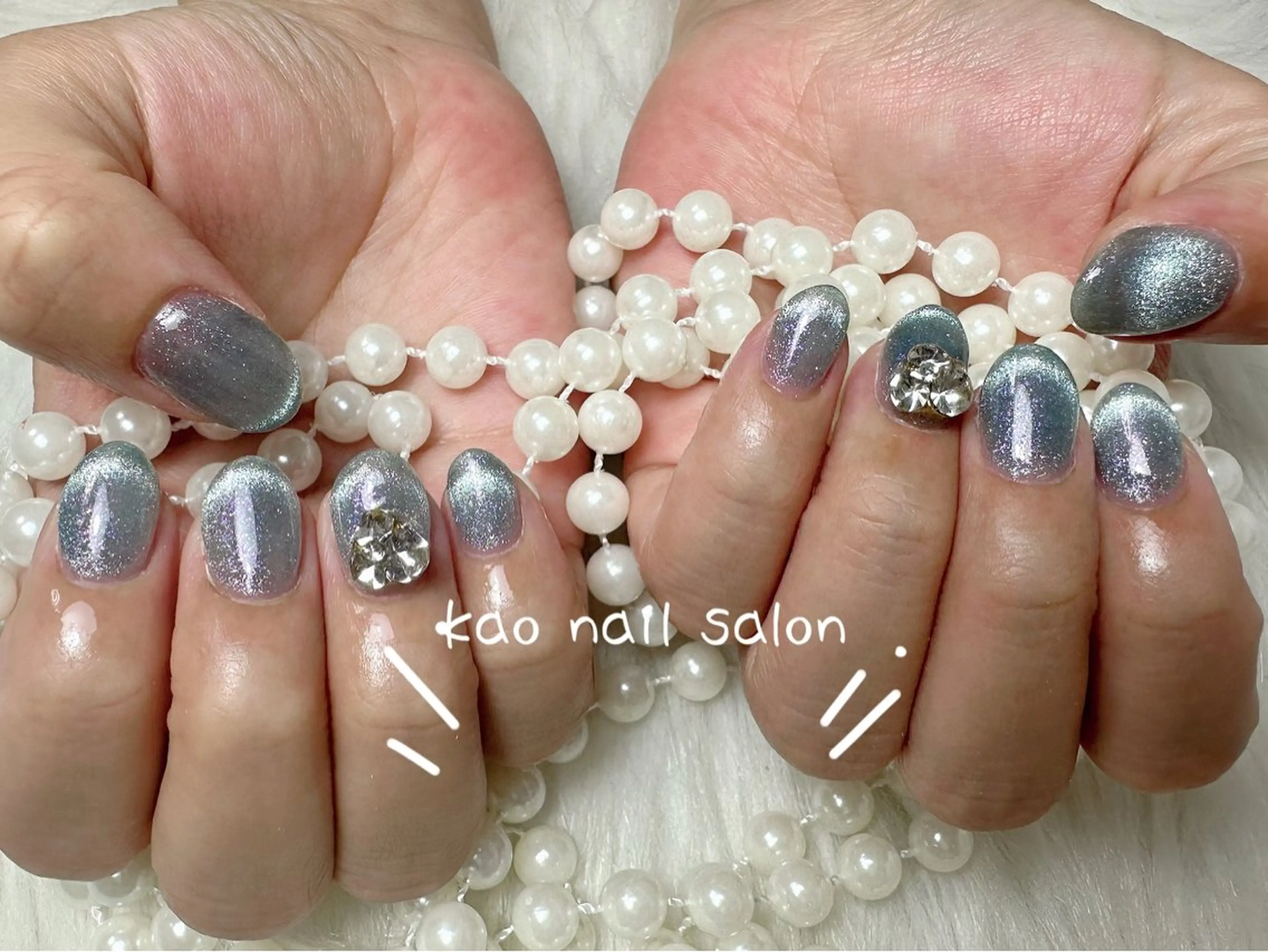 ネイル チークネイル 長さ出し フレンチネイル ジェルネイル ガラスフレンチ ハンドネイル kao nail マグネット/長さだしのネイルデザイン