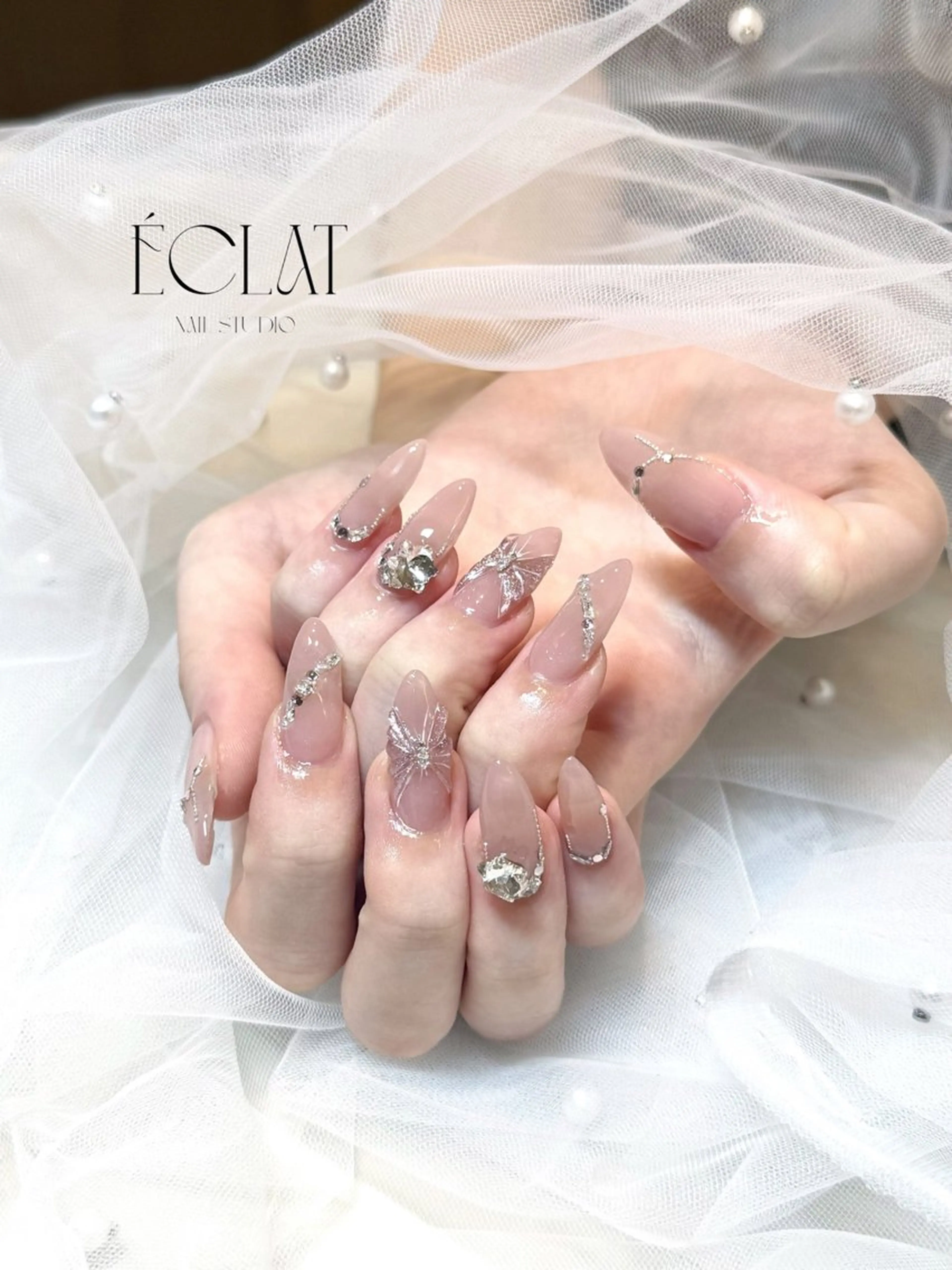 ネイル 持ち込み ワンホンネイル ハンドネイル éclat nail studio（She nail studio内）所属・韓国ワンホン éclat🩵飯山のネイルデザイン