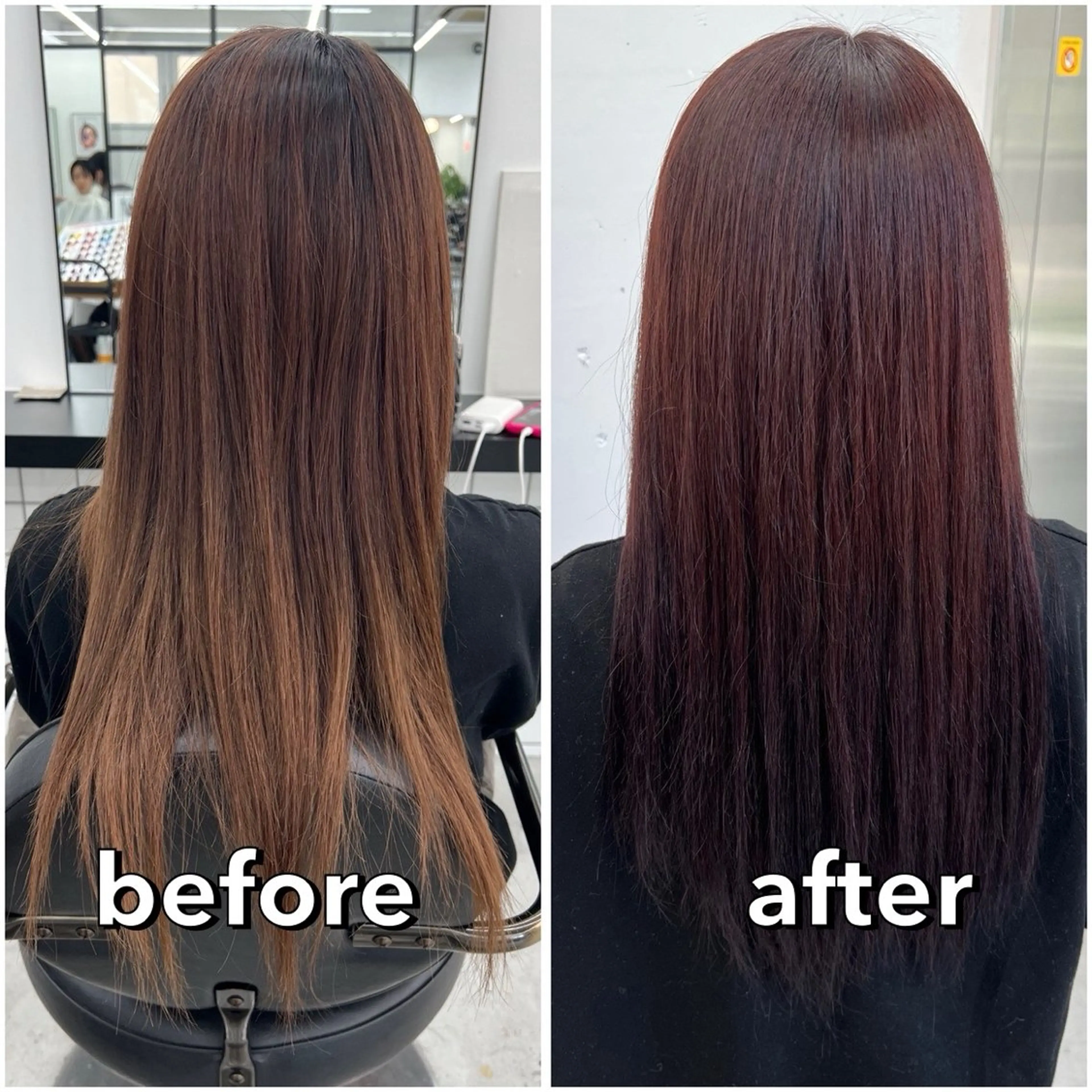 ロング カラー ブリーチ ボルドーカラー ブリーチなしカラー ヘアカラー トリートメント あすか JILLSTUDIOのヘアスタイル