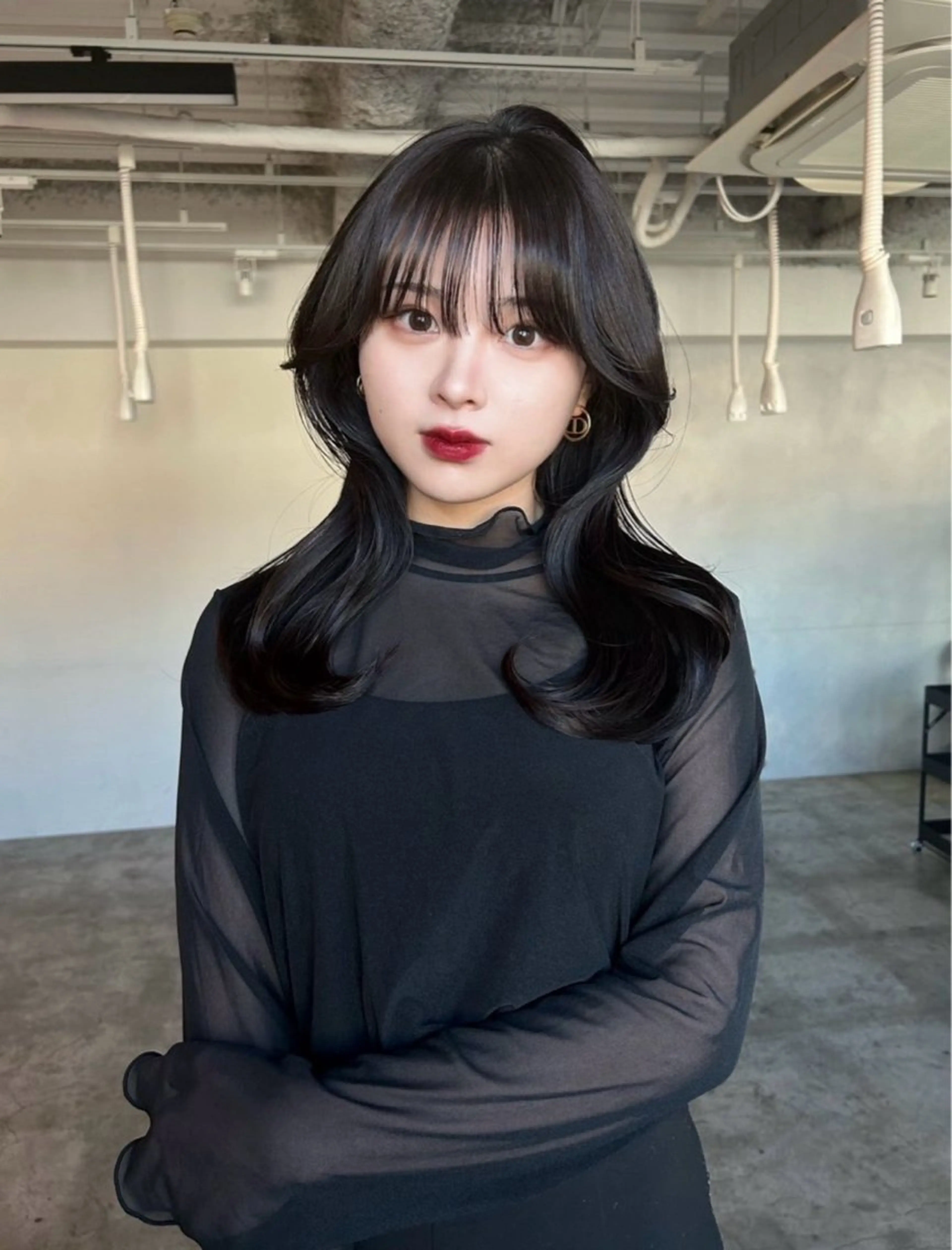 ロング カラー ブルーカラー ブルーグレー ケアカラー くびれヘア 顔周りカット カット ヘアカラー トリートメント ボブ/韓国ヘア/縮毛 /髪質改善💠翔平のヘアスタイル