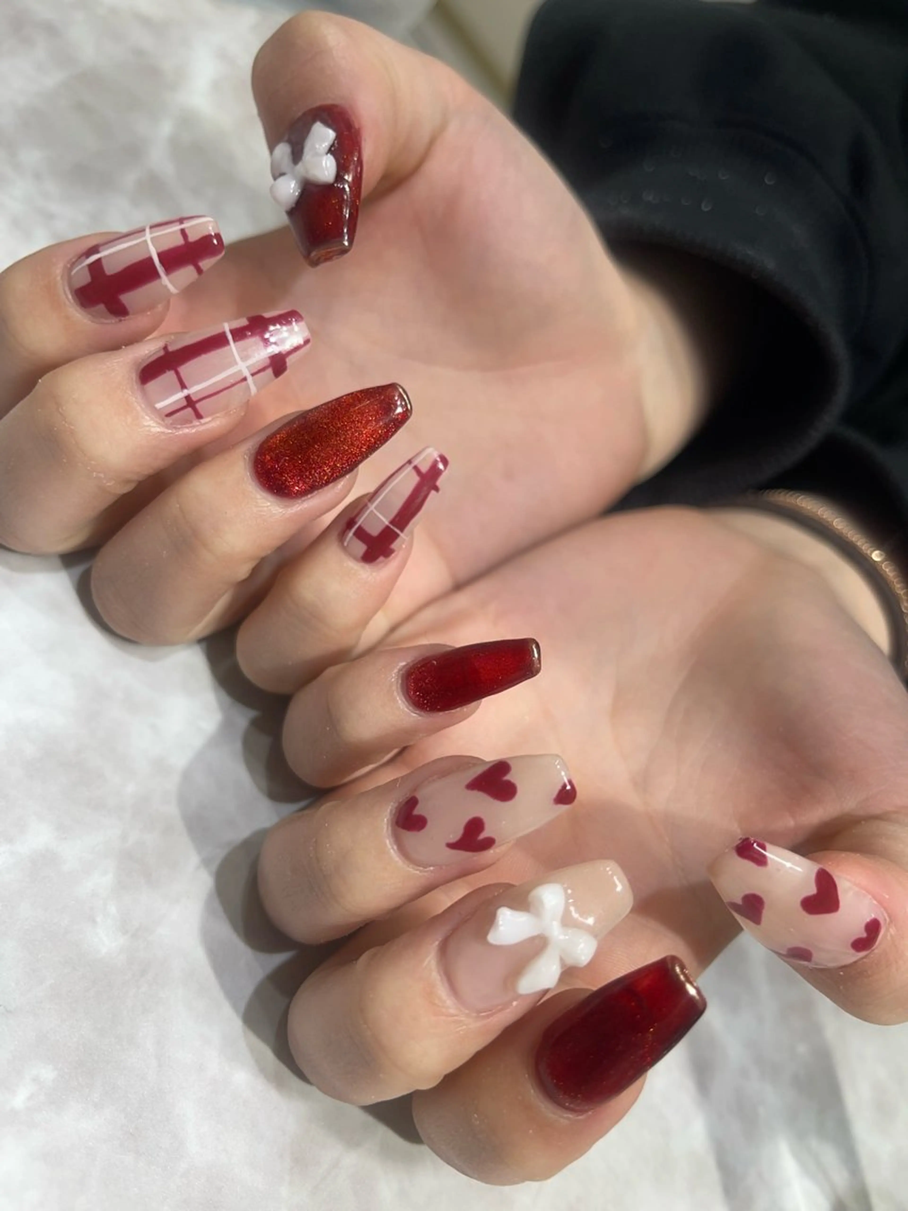 ネイル アートネイル ジェルネイル ハート 持ち込み リボン 粕屋耳ツボジュエリー 💎（ネイル休）のその他イメージ