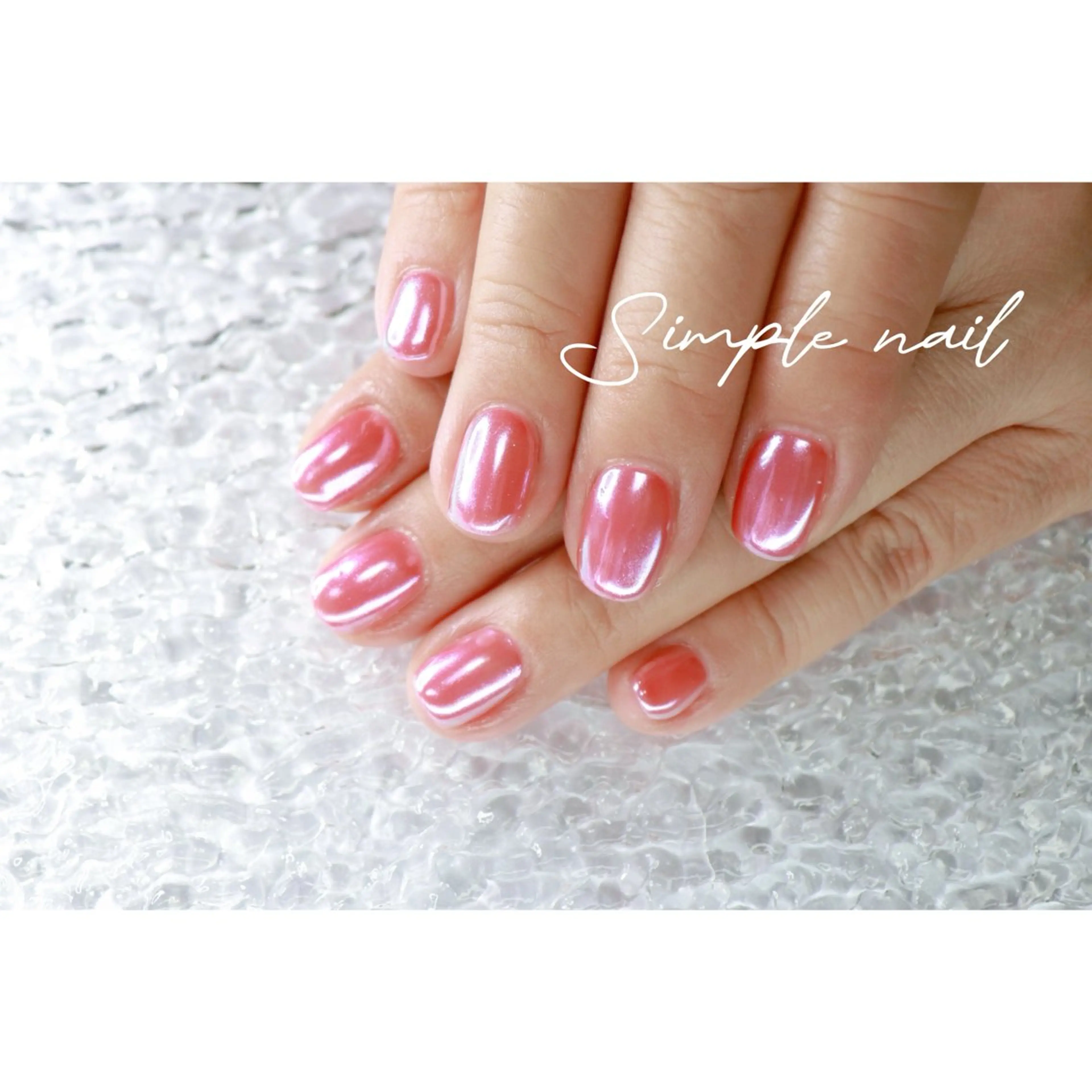 ネイル オーロラネイル ピンク 赤色 ハンドネイル ハンドケア mapple nailのネイルデザイン
