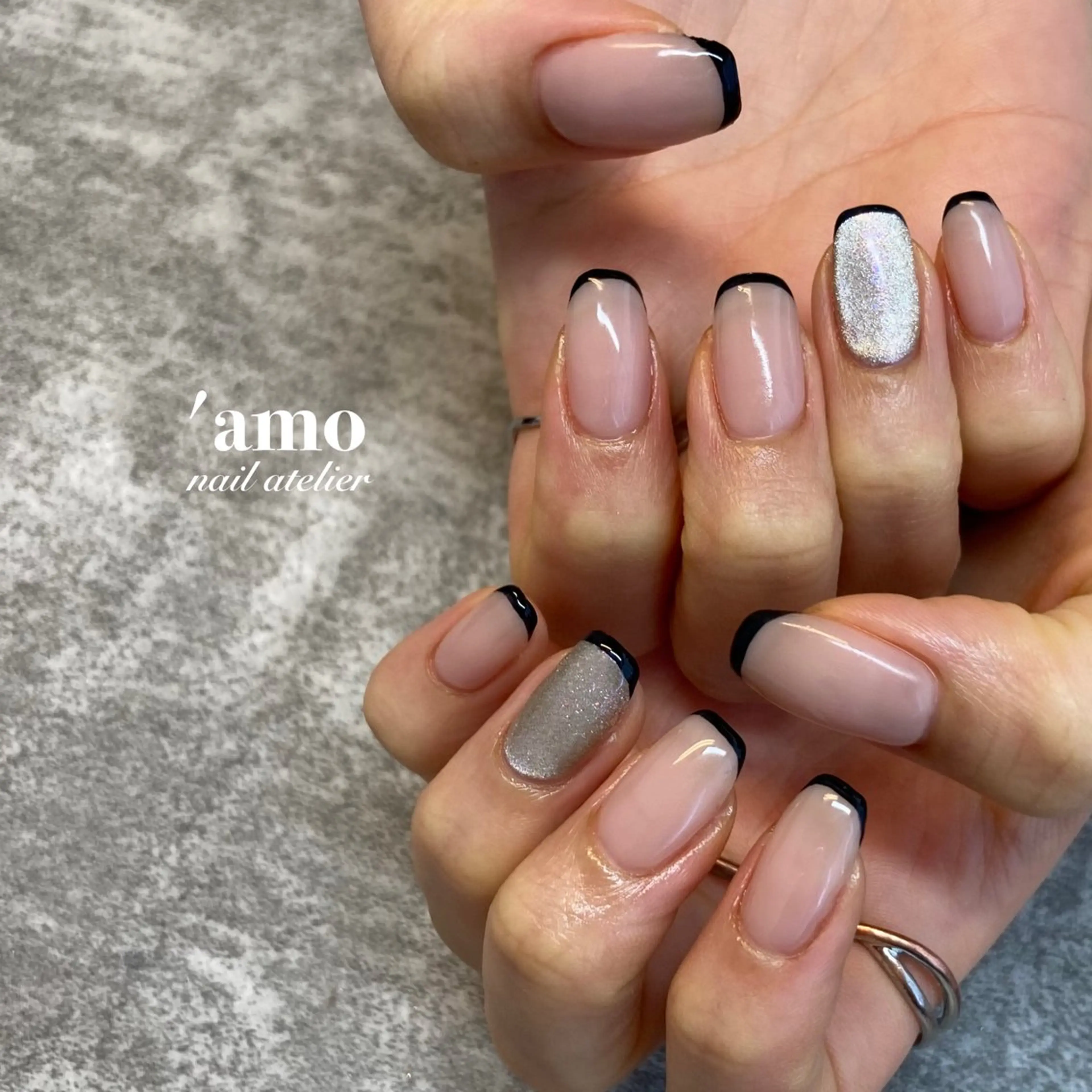 ネイル フットネイル フレンチネイル ジェルネイル マグネットネイル ニュアンスネイル 'amo nail atelierのネイルデザイン