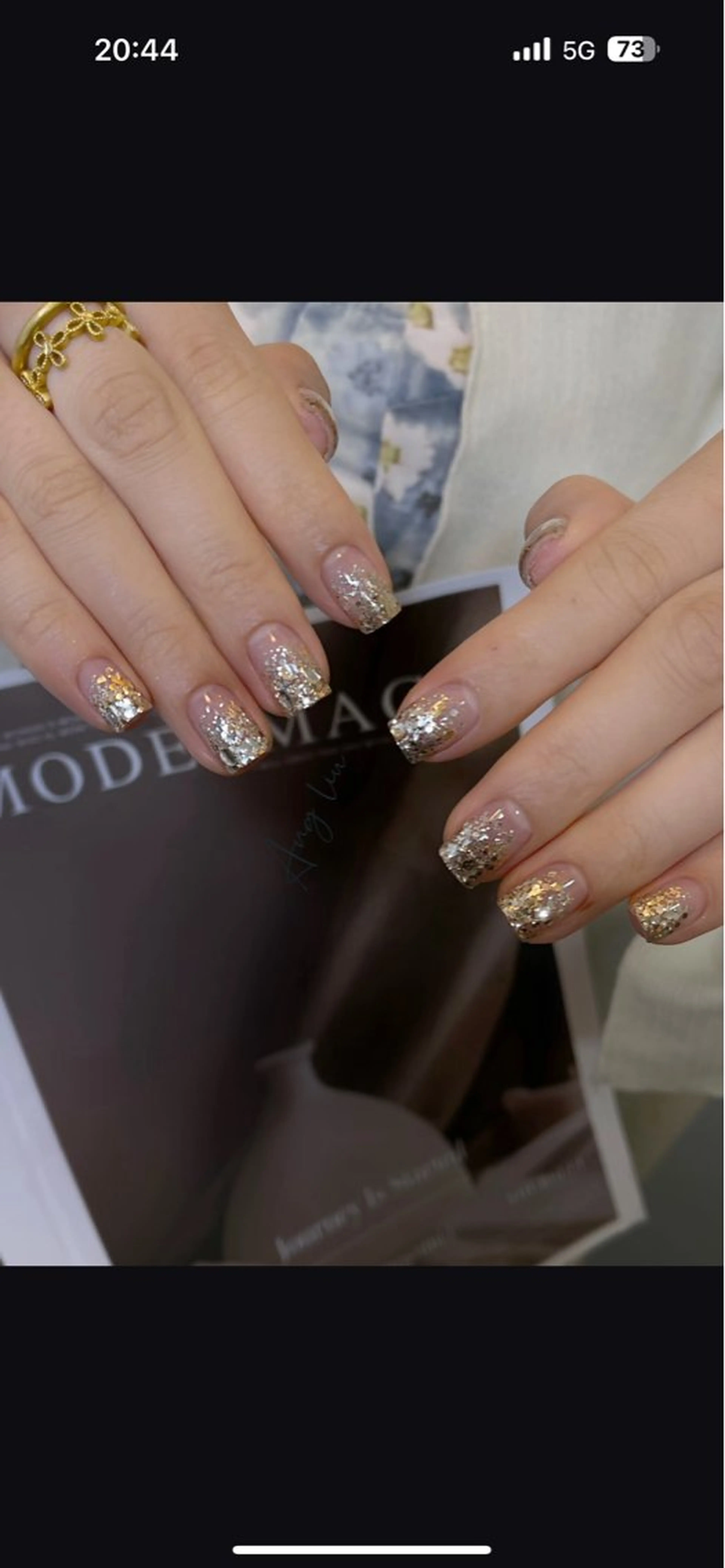 ネイル フレンチネイル ジェルネイル ガラスフレンチ グラデーション ラメ(グリッター) ハンドネイル ネイルサロン Jasmine 池袋東口所属・YU RIのネイルデザイン